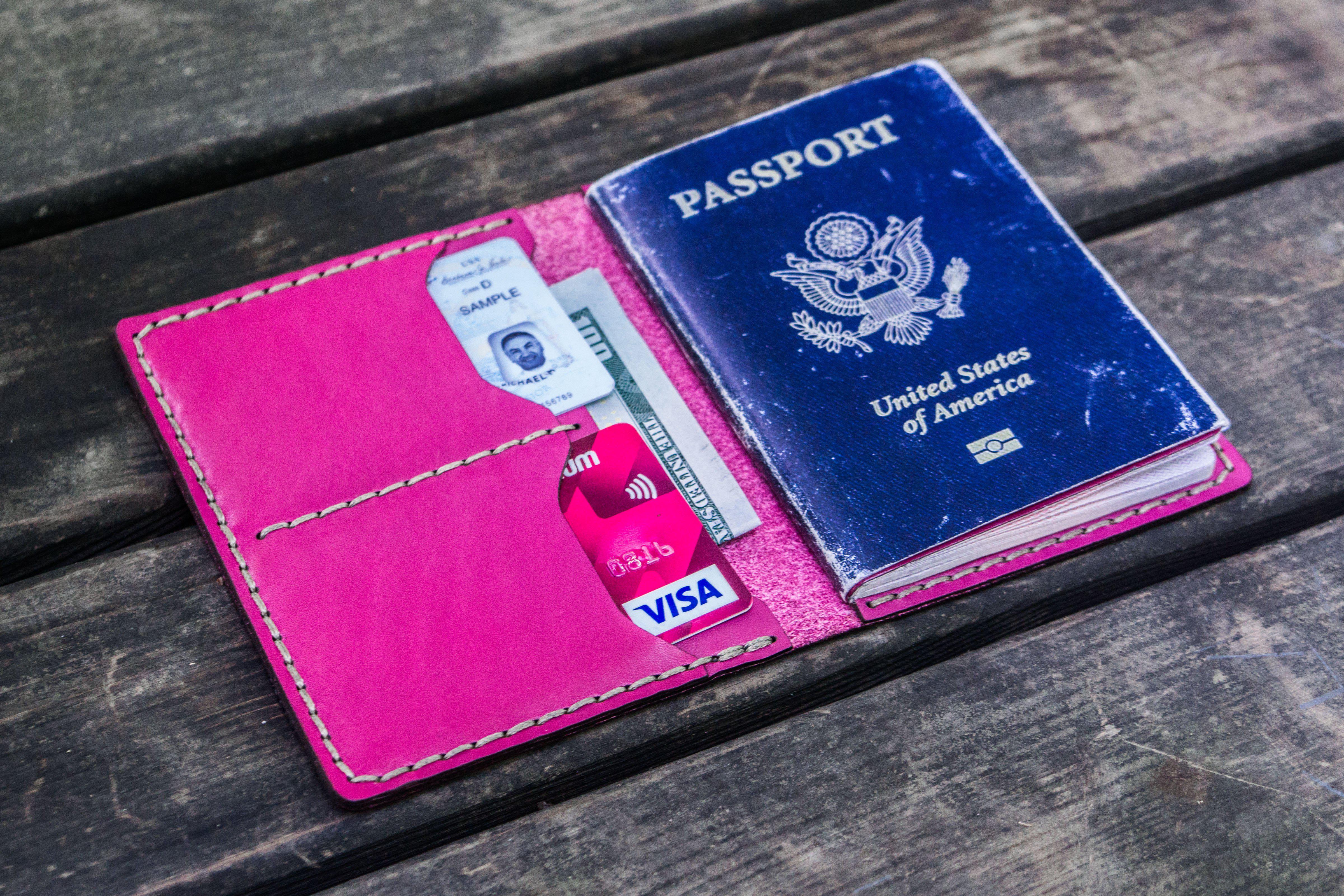 Genuine Leather Passport Holder - No.06 Pink | RFID Blocking Travel Wallet for Women & Men | Perfect for Airports, Vacations & Business Trips