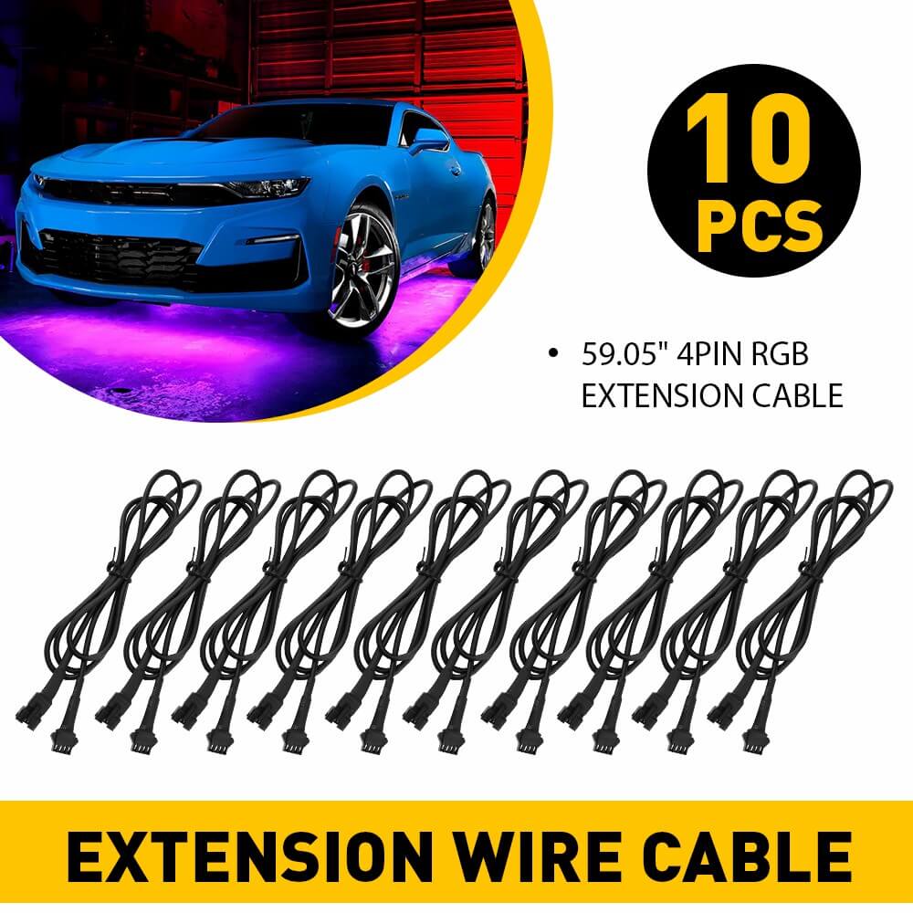 4 Pin RGB LED Strip Extension Cable Connector - 1.5M Length for Rock Lights, Glow Effects | Perfect for Car Underglow, Home Decoration & DIY Lighting Projects