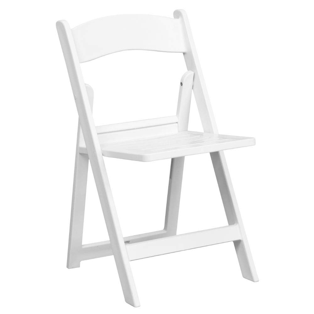 Flash Furniture 2-Pack HERCULES Series 800 lb Capacity White Resin Folding Chairs with Slatted Seat - Heavy Duty Outdoor & Indoor Chairs for Events, Parties, Weddings, and Camping