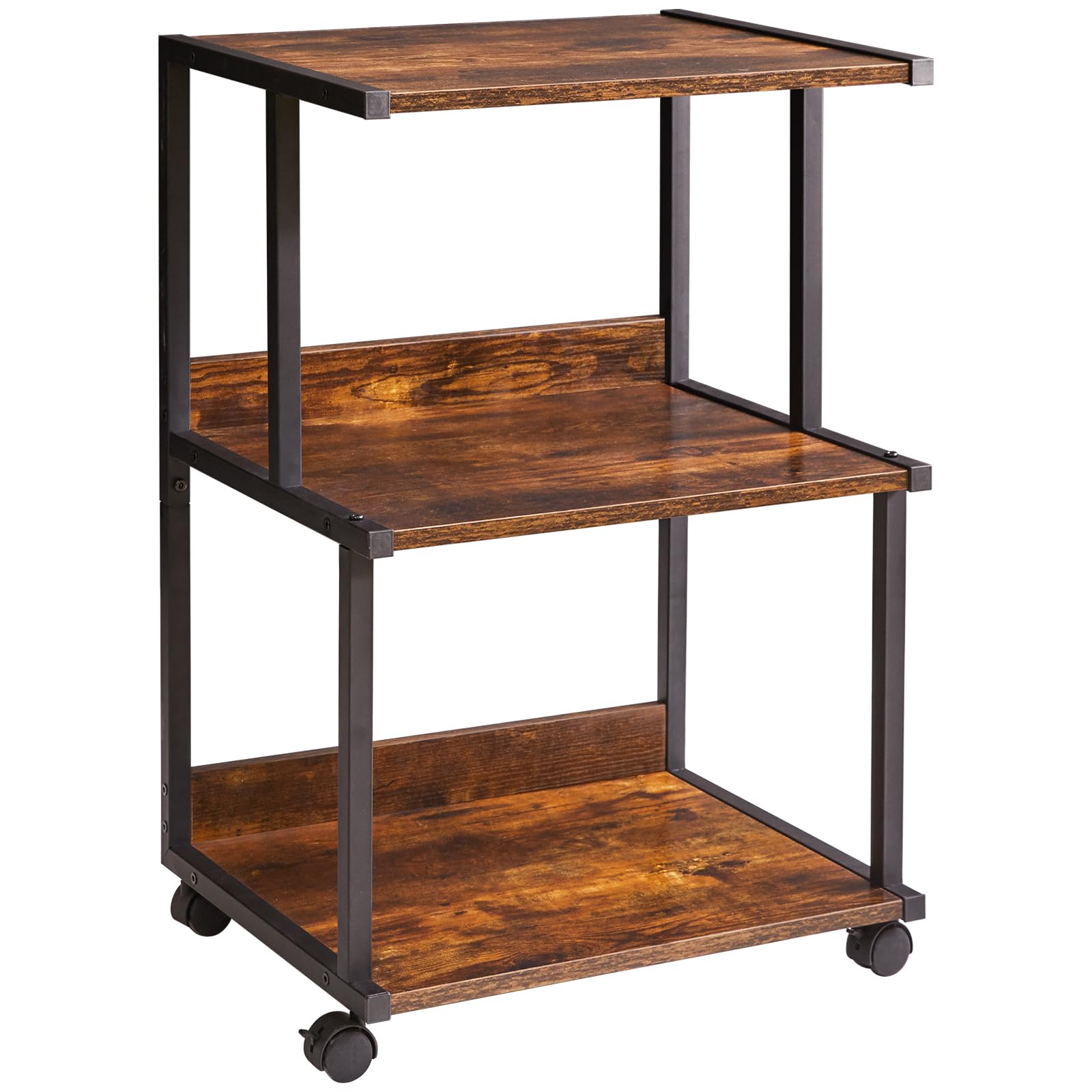 IBUYKE 3-Tier Rolling Printer Stand with Storage Shelf & Wheels - Heavy Duty Mobile Printer Cart for Home Office Organization, Perfect for Heat Press, Microwave & Mini Fridge - TPS001H | Ideal for Small Spaces & Workspace Organization
