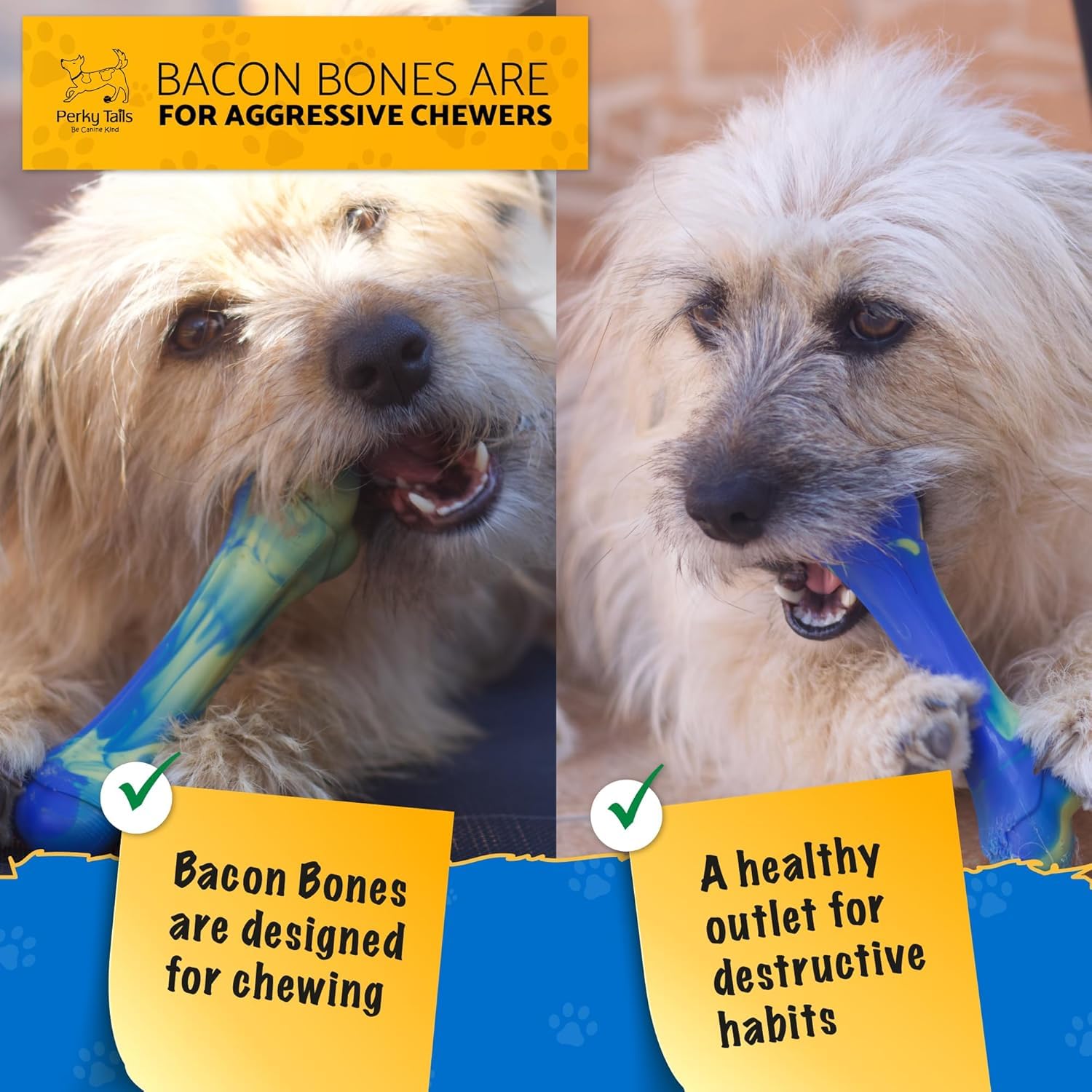 Durable Nylon Dog Chew Toys for Medium & Small Dogs - Tough Bacon-Flavored Chew Toys for Aggressive Chewers - 2-Pack Interactive Canine Toys for Training & Playtime - Perfect for Indoor & Outdoor Use