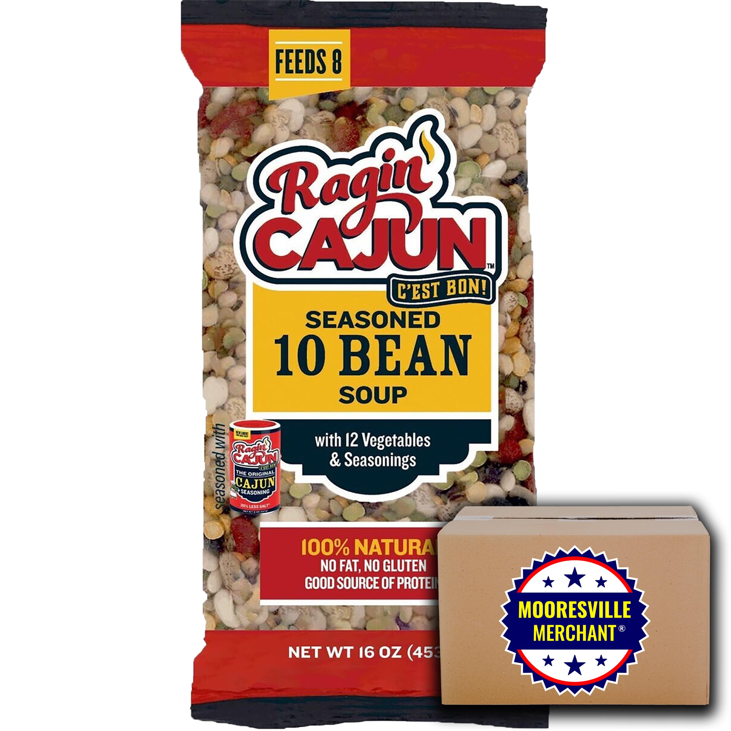 Ragin Cajun Seasoned 10 Bean Soup Mix - 16 oz (2 Pack) | Premium Cajun Spice Blend | Perfect for Soups, Stews & Slow Cooker Meals | Mooresville Merchant Collection