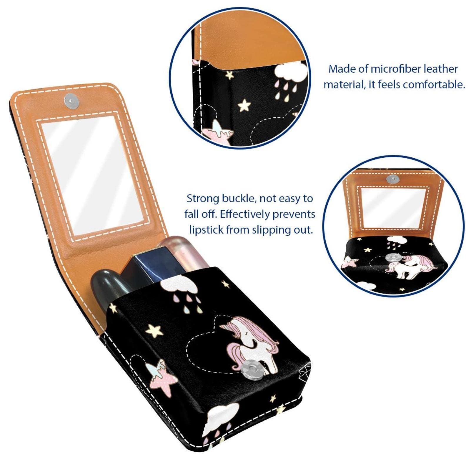 Personalized Lipstick Case with Unicorn & Starry Sky Design - Portable Makeup Bag & Cosmetic Pouch Organizer for Women (Black, 29cm) - Perfect for Travel, Daily Use & Gift Giving