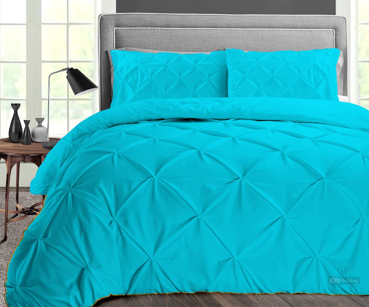 Oversized Queen Comforter Set - 300 GSM Plush Siliconized Microfiber Fill, Turquoise Blue Duvet Insert with Quilted Fluffy Soft Shell & Pillowcases | Perfect for Master Bedroom, Guest Room, or Cozy Winter Nights