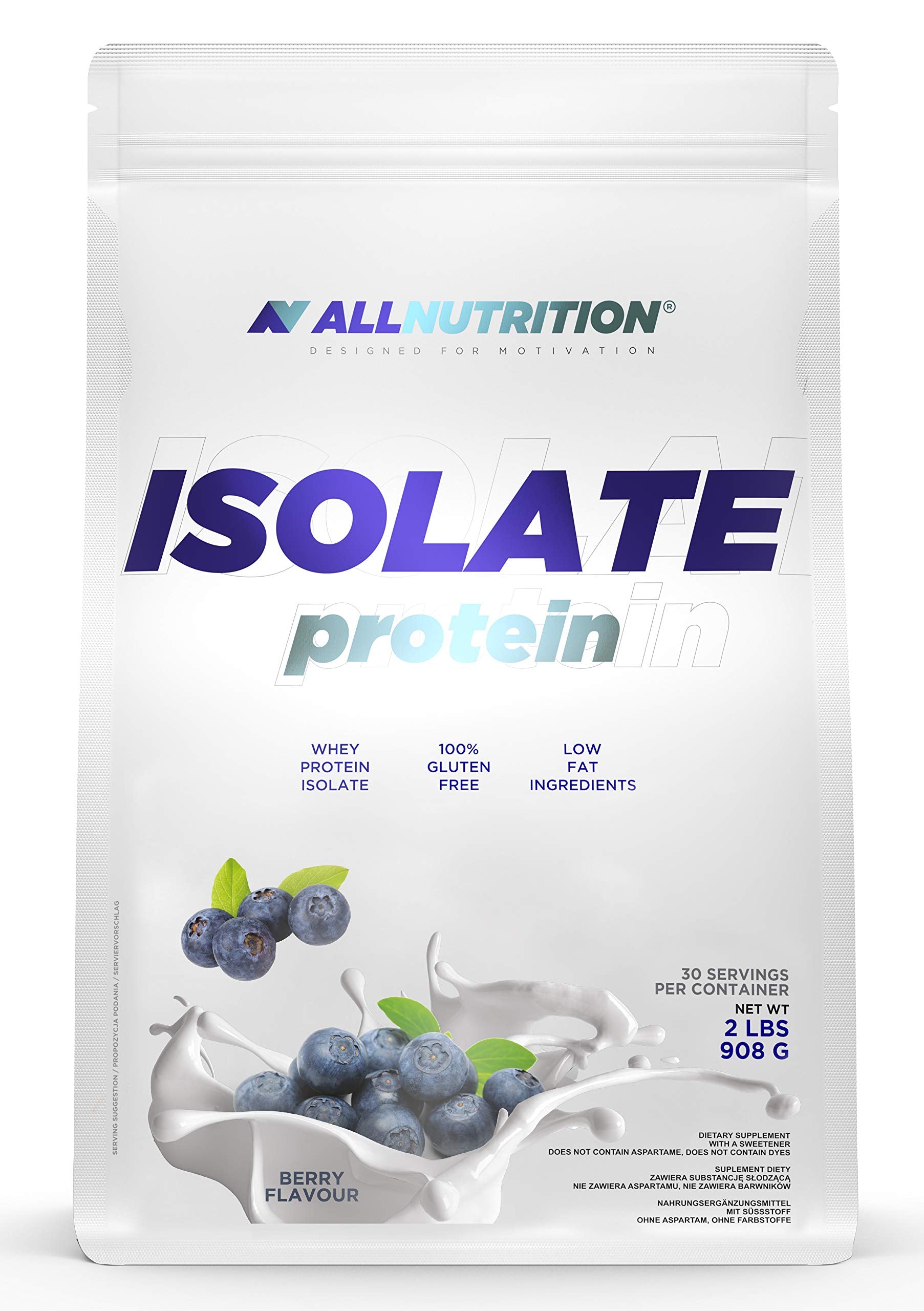 Allnutrition Whey Protein Isolate Powder - Blueberry Flavor, 908g | High Protein, Low Carb, Keto Friendly for Muscle Recovery & Post-Workout Nutrition