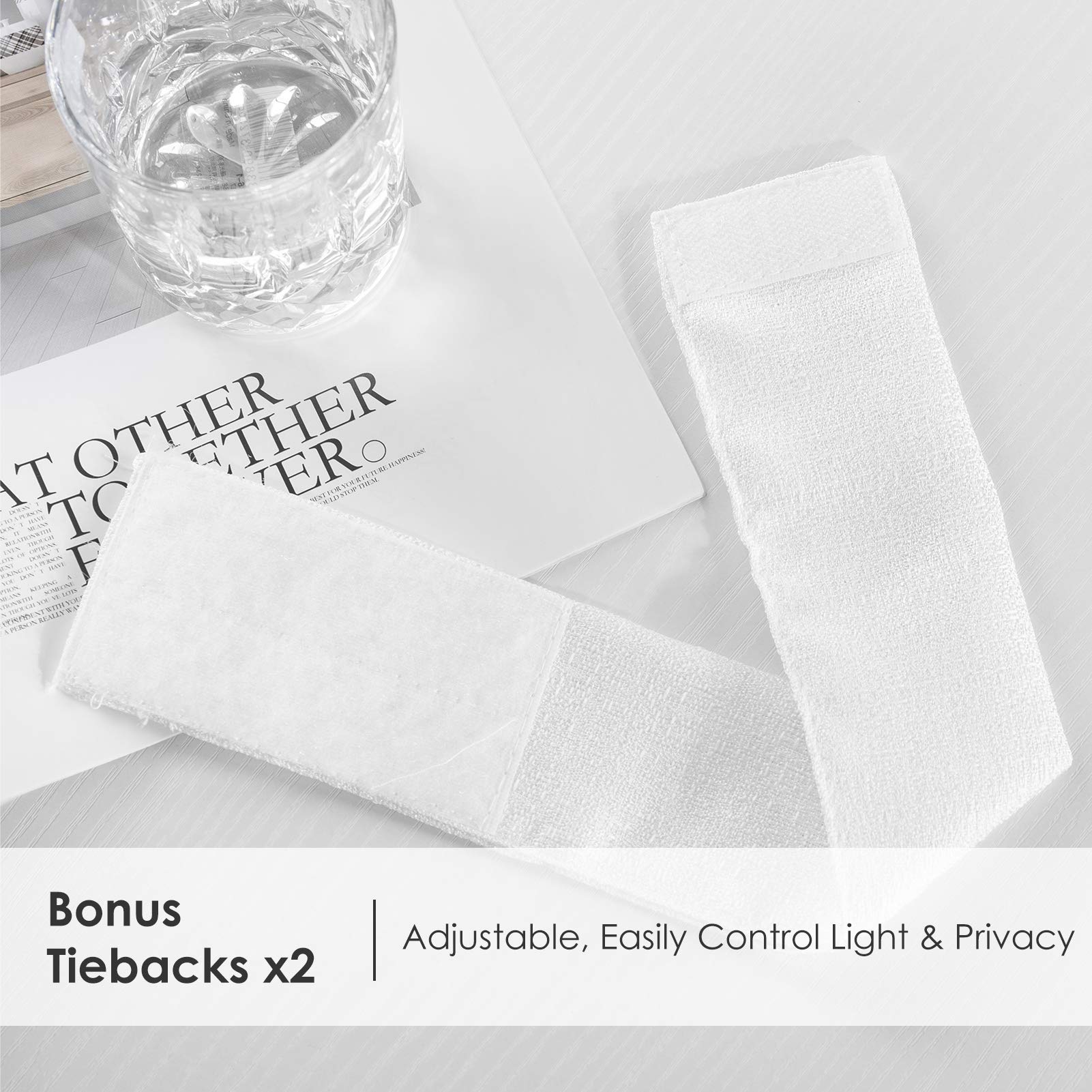 Melodieux White Semi-Sheer French Door Curtains 40 Inch Length - Linen Look Voile Drapes for Front Door, Patio & Sliding Glass Doors (25x40 Inches, 2 Panels) - Perfect for Living Room, Bedroom & Home Decor