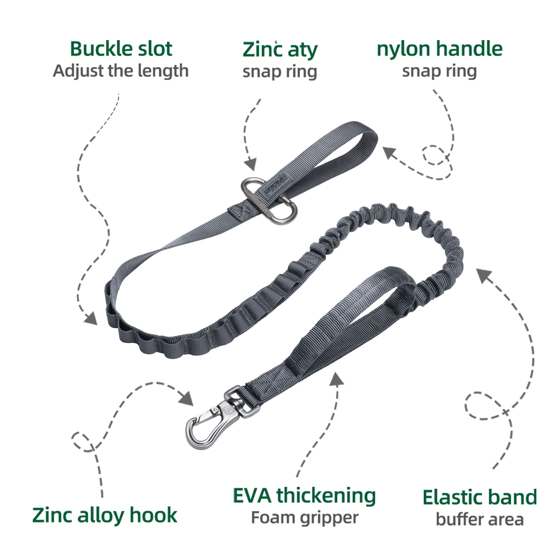 Tactical Dog Collar - Adjustable Nylon K9 Collar with Bungee Leash for Military & Police Dogs - Perfect for Training, Outdoor Adventures & Security Work