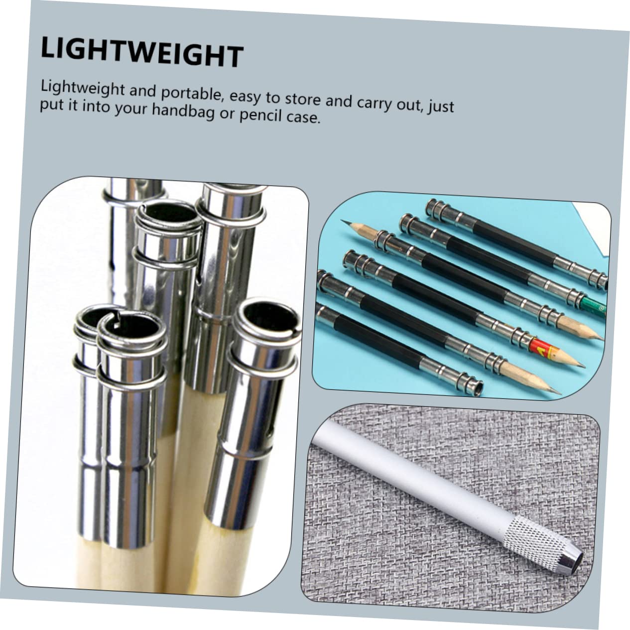 VILLFUL 15pcs Pencil Extender Set - Stainless Steel & Wooden Holder for Artists, Students