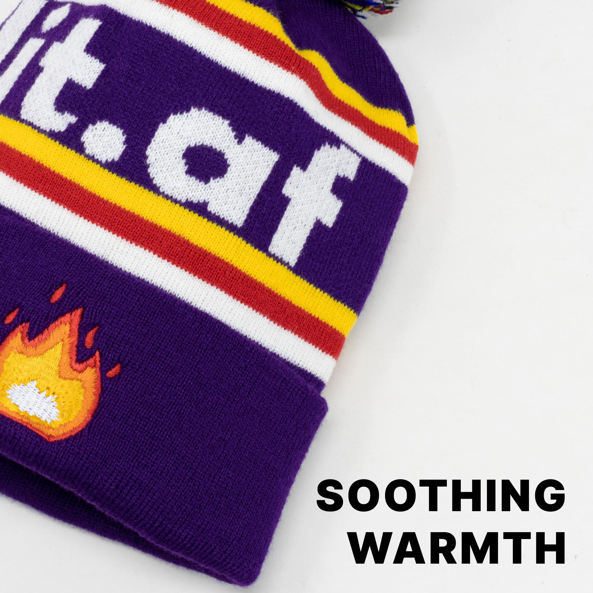 Skully Pom Pom Knit Beanie - Warm Winter Hat for Men & Women | Colorful Outdoor Beanie with Fun Design | Perfect for Skiing, Snowboarding & Cold Weather Activities