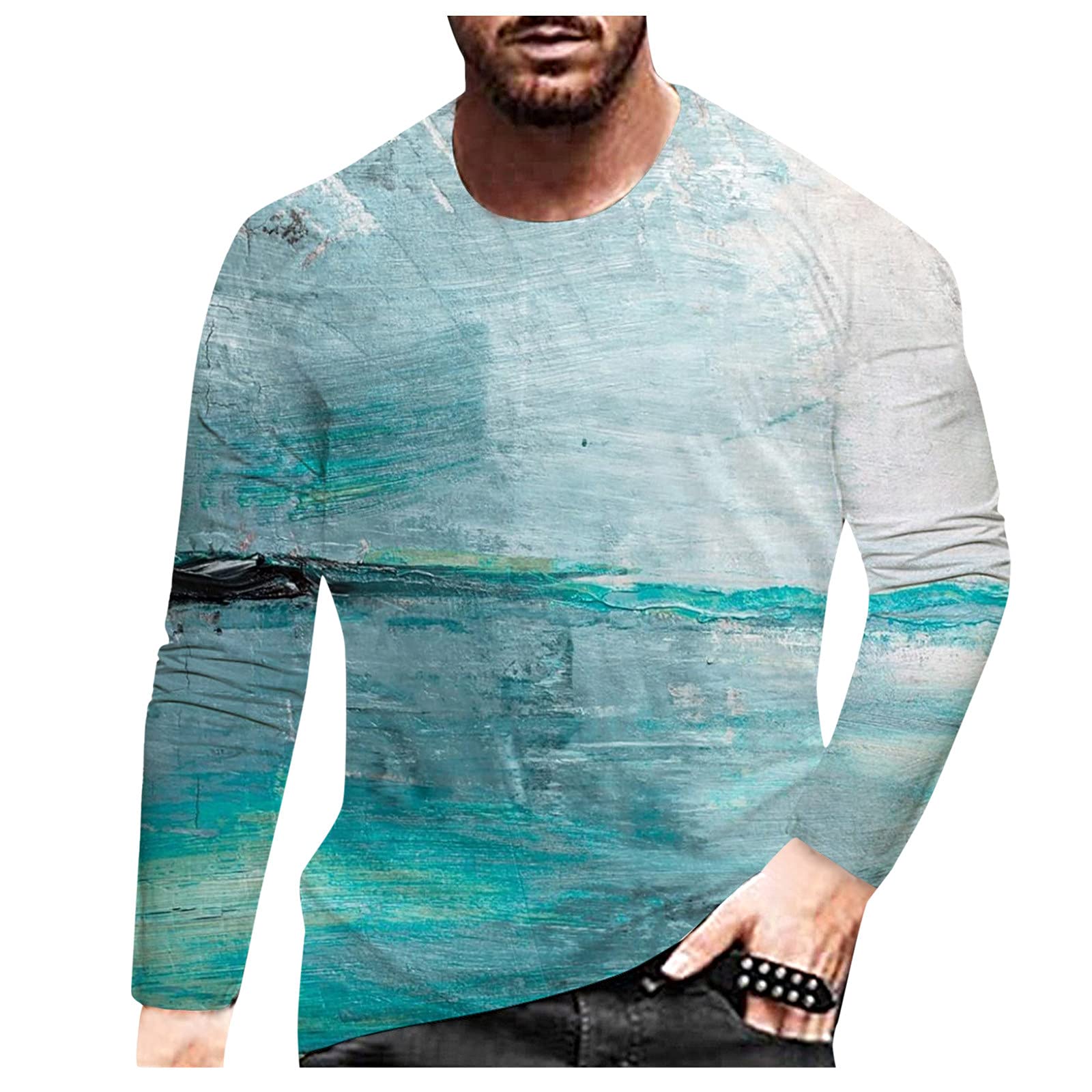 Xiloccer Men's Graphic Long Sleeve Crewneck Sweatshirt - 3D Print Casual Fashion Shirt for Men | Perfect for Streetwear, Daily Outfits & Fall Layering
