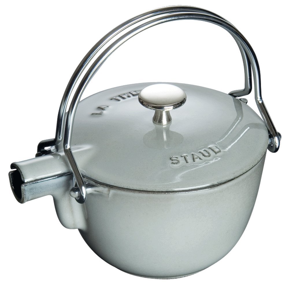 Staub 1-Quart Cast Iron Tea Kettle - Round French-Made Graphite Grey Teapot for Stovetop & Tea Brewing | Perfect for Home Kitchen & Afternoon Tea Time