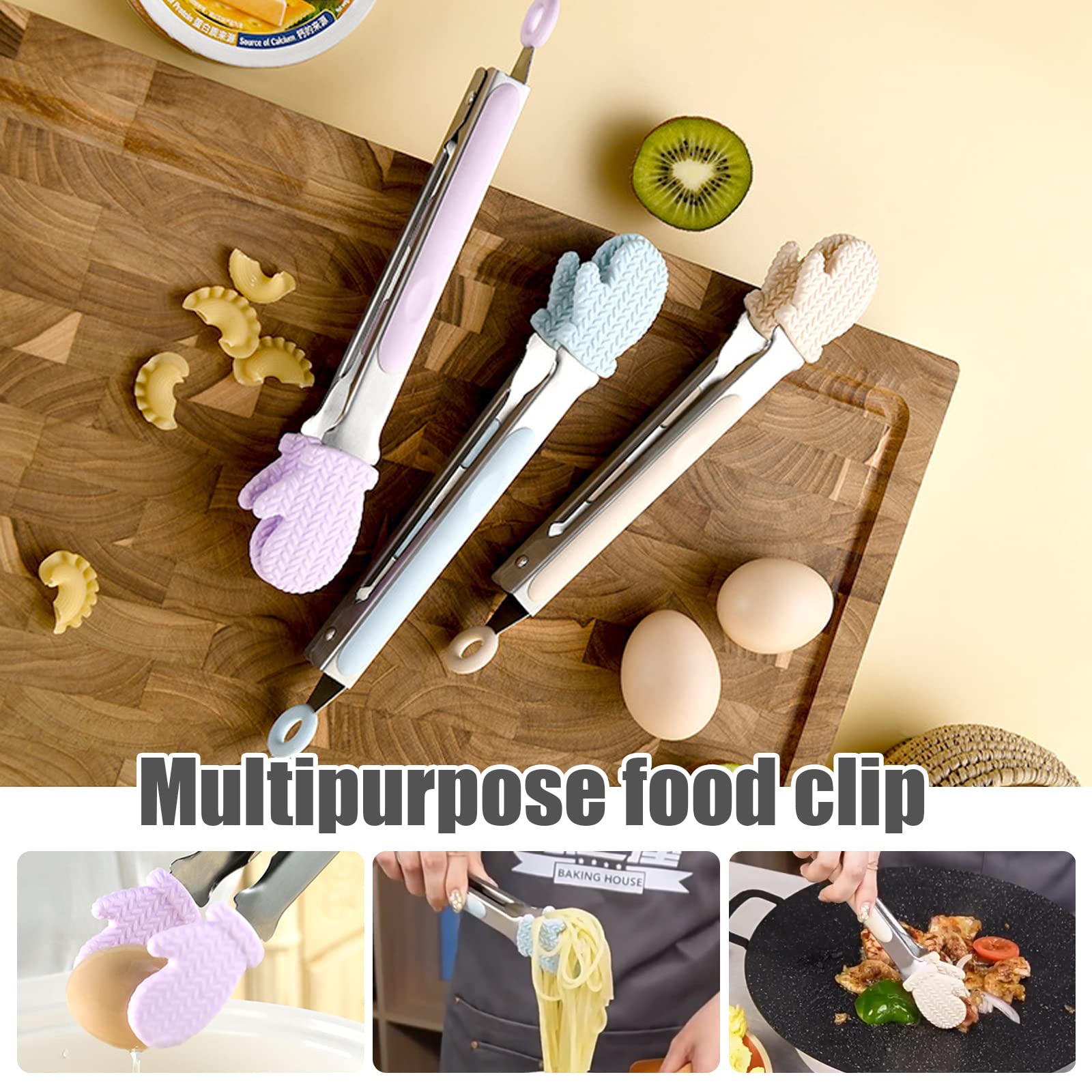 2Pcs Non-Slip Silicone Cooking Utensils Set - Heat-Resistant Salad Tongs & Serving Tongs (9'' & 12'') for Kitchen, BBQ, Picnic - Apricot Color Kitchen Tools for Cooking, Serving & Food Prep