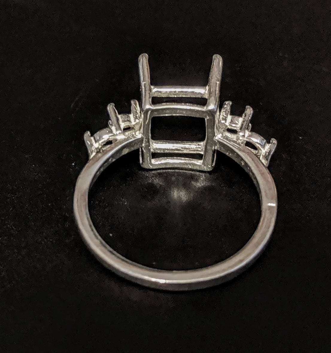Solid Sterling Silver or 14kt Gold 9x7mm to 16x12mm Emerald Cut Pre-Notched Blank Ring Size 7 Setting - Perfect for Engagement Rings, Wedding Bands & Jewelry Making (Item# 163484/143484)