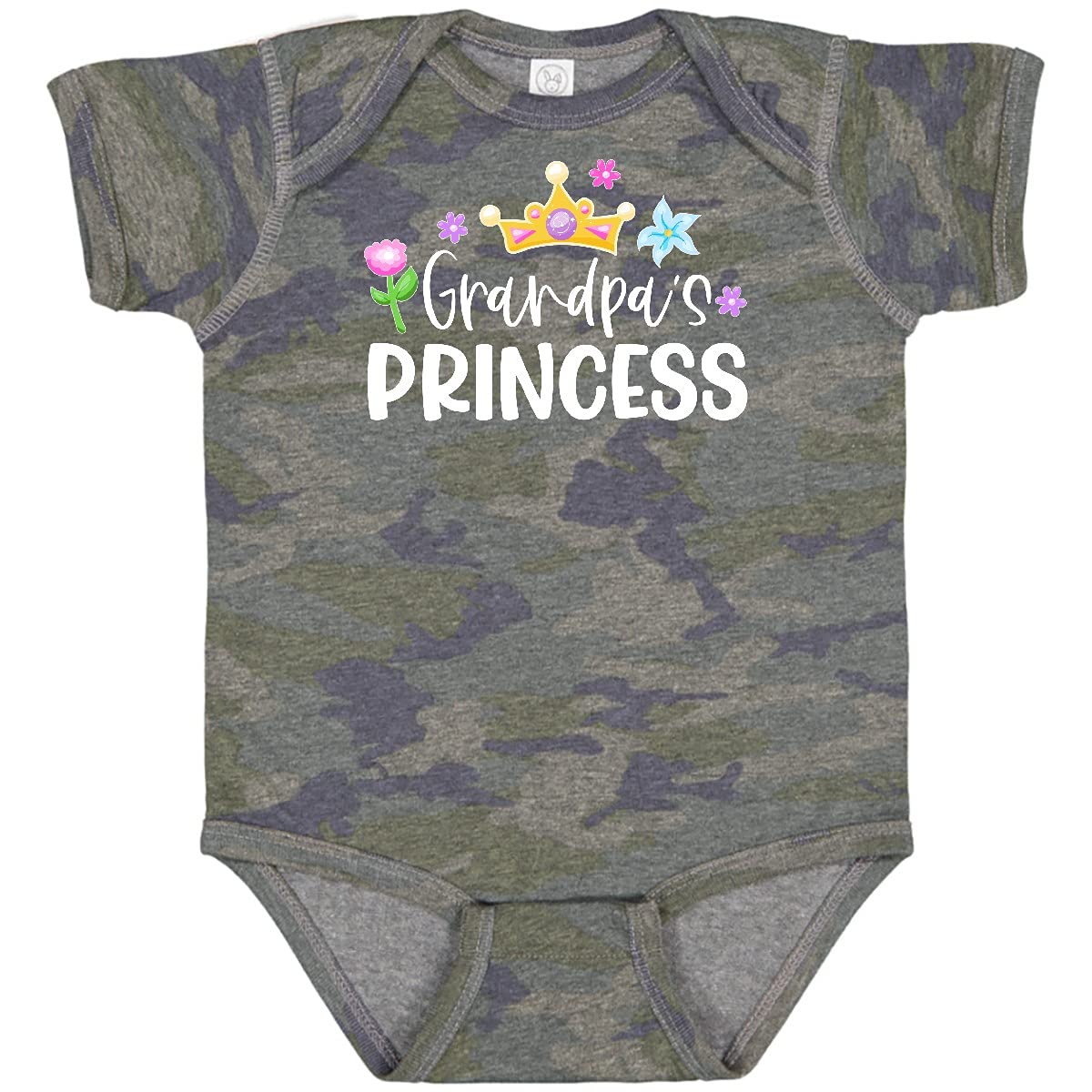 Grandpa's Princess Baby Bodysuit with Floral Crown | Cute Outfit for Special Occasions