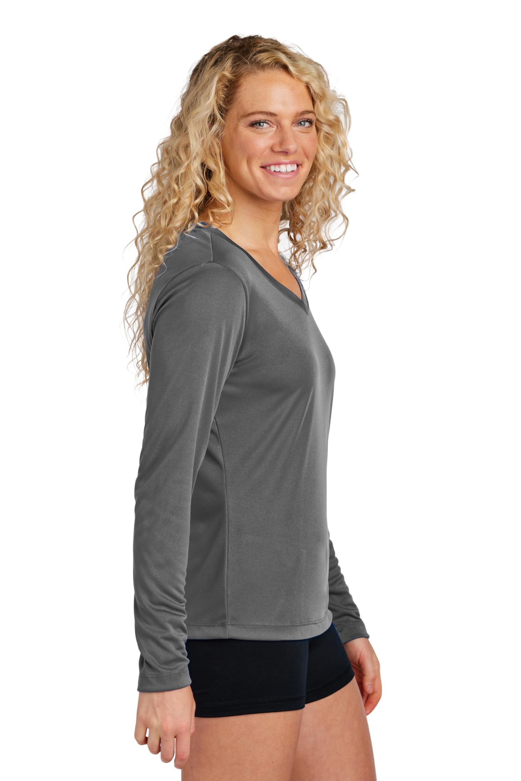 Women's Long Sleeve V-Neck Workout Tops - Gym & Yoga Shirts in Plus Sizes
