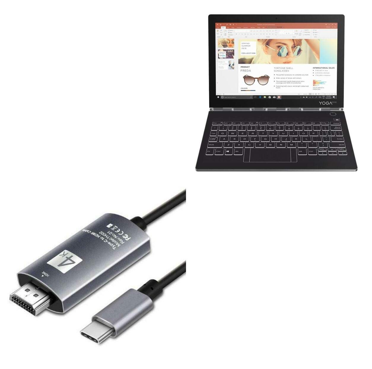 BoxWave USB Type-C to HDMI Cable (6 ft) - Compatible with Lenovo Yoga Book C930 - High-Speed 4K SmartDisplay Cable - Jet Black - Perfect for Home Theater, Office Presentations & Gaming Setups