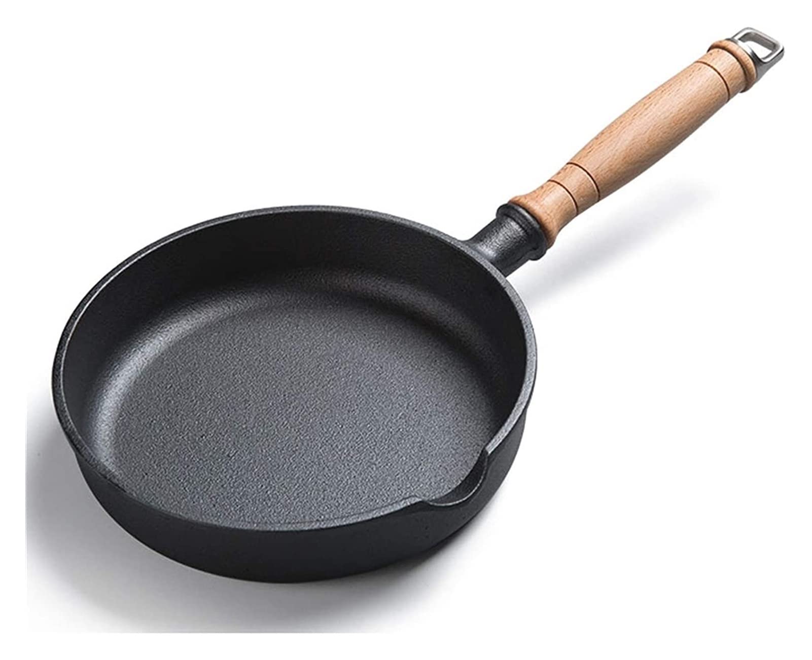 Handiya Cast Iron Wok Pan - 12 Inch Non-Stick Frying Pan with Removable Wooden Handle, Thickened Iron Cookware for Induction Stove - Perfect for Stir-Fry, Deep Frying & Soup Cooking