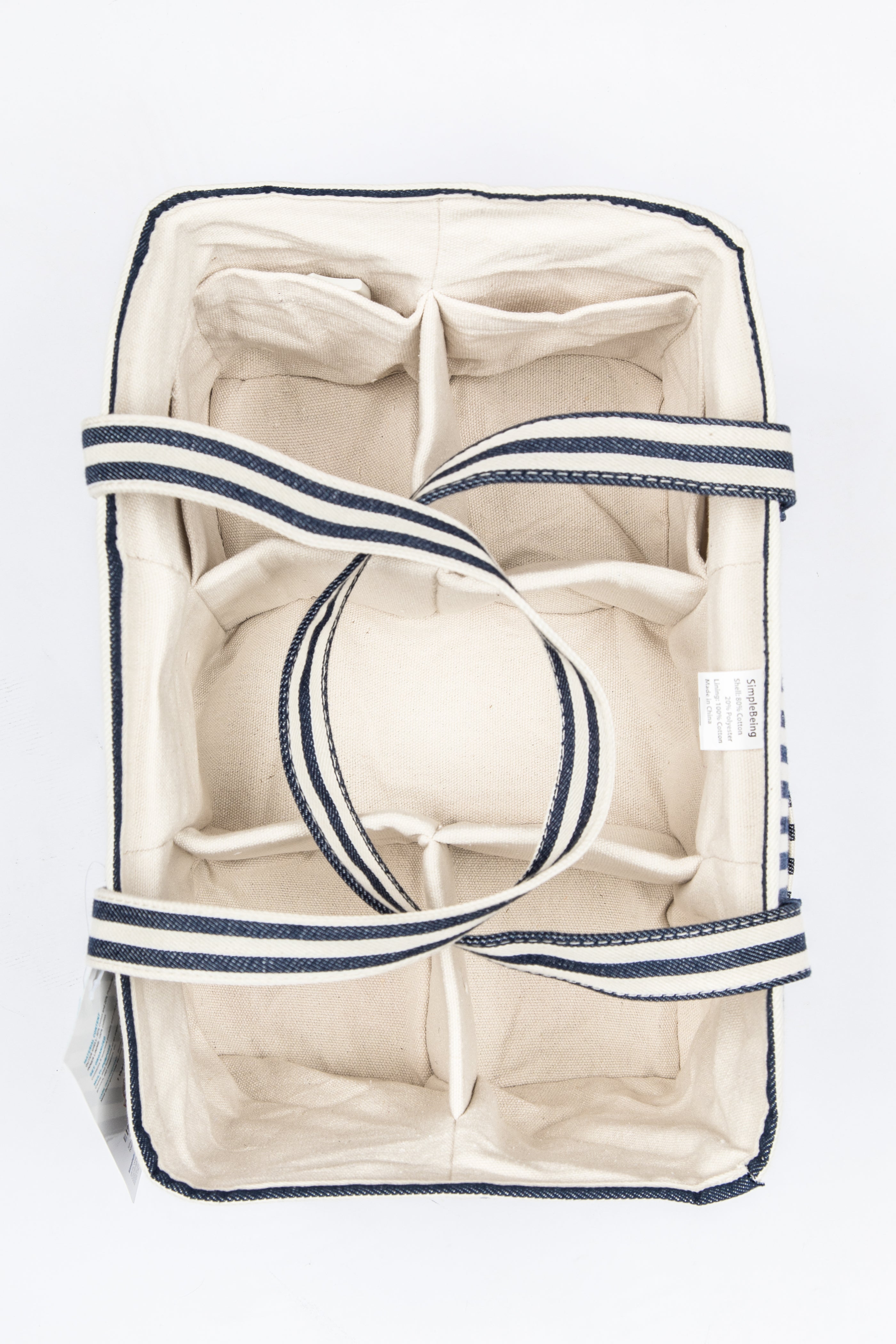 Simple Being Diaper Caddy Organizer - Blue Stripe Baby Essentials Storage for Nursery, Changing Table & On-the-Go | Perfect for Diapers, Wipes & Baby Care Items