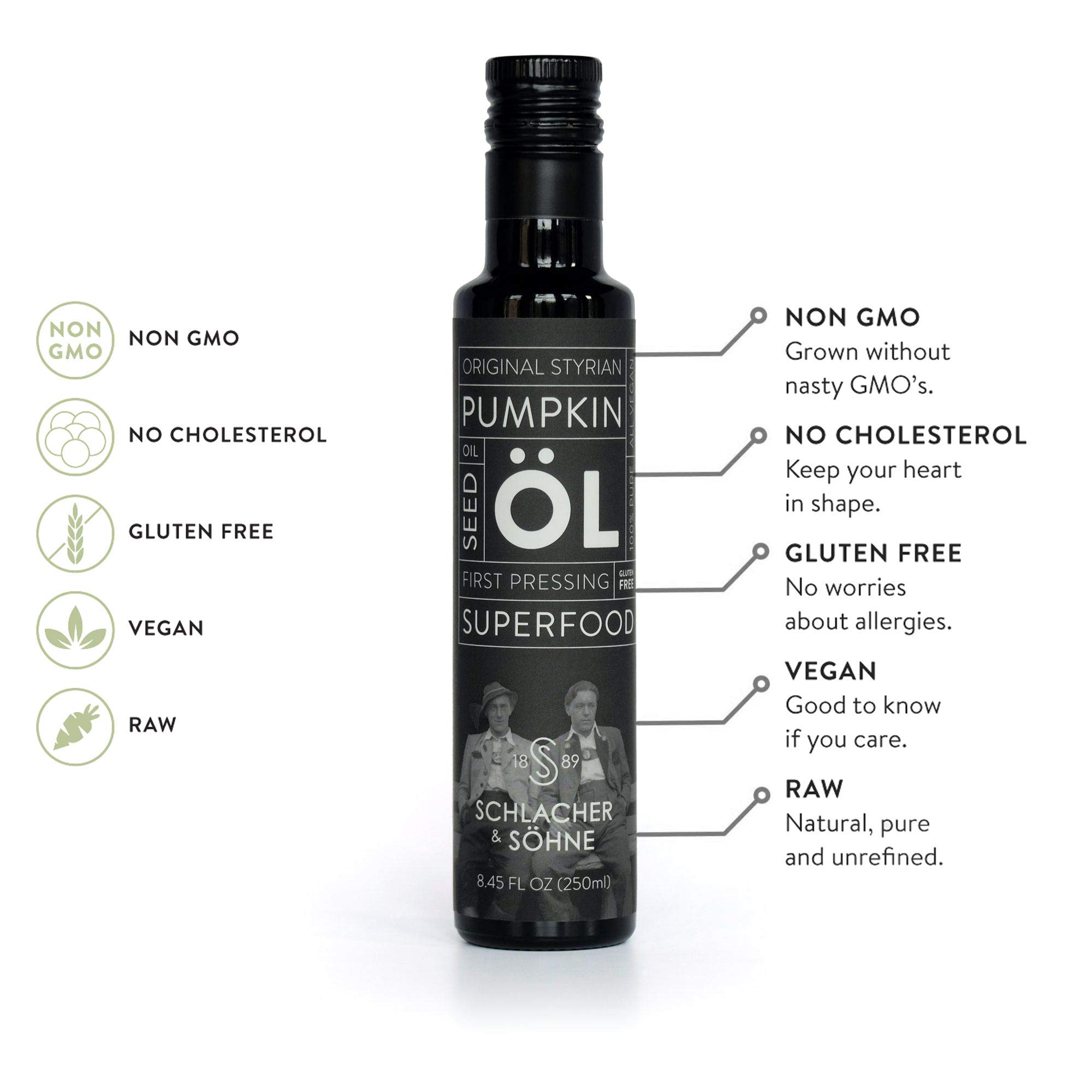 Premium Styrian Pumpkin Seed Oil - 100% Pure, Cold Pressed, Non-GMO, Gluten Free, Vegan, Hair Growth Support - Made in Austria (4 x 250ml) - Perfect for Salads, Dips & Skincare