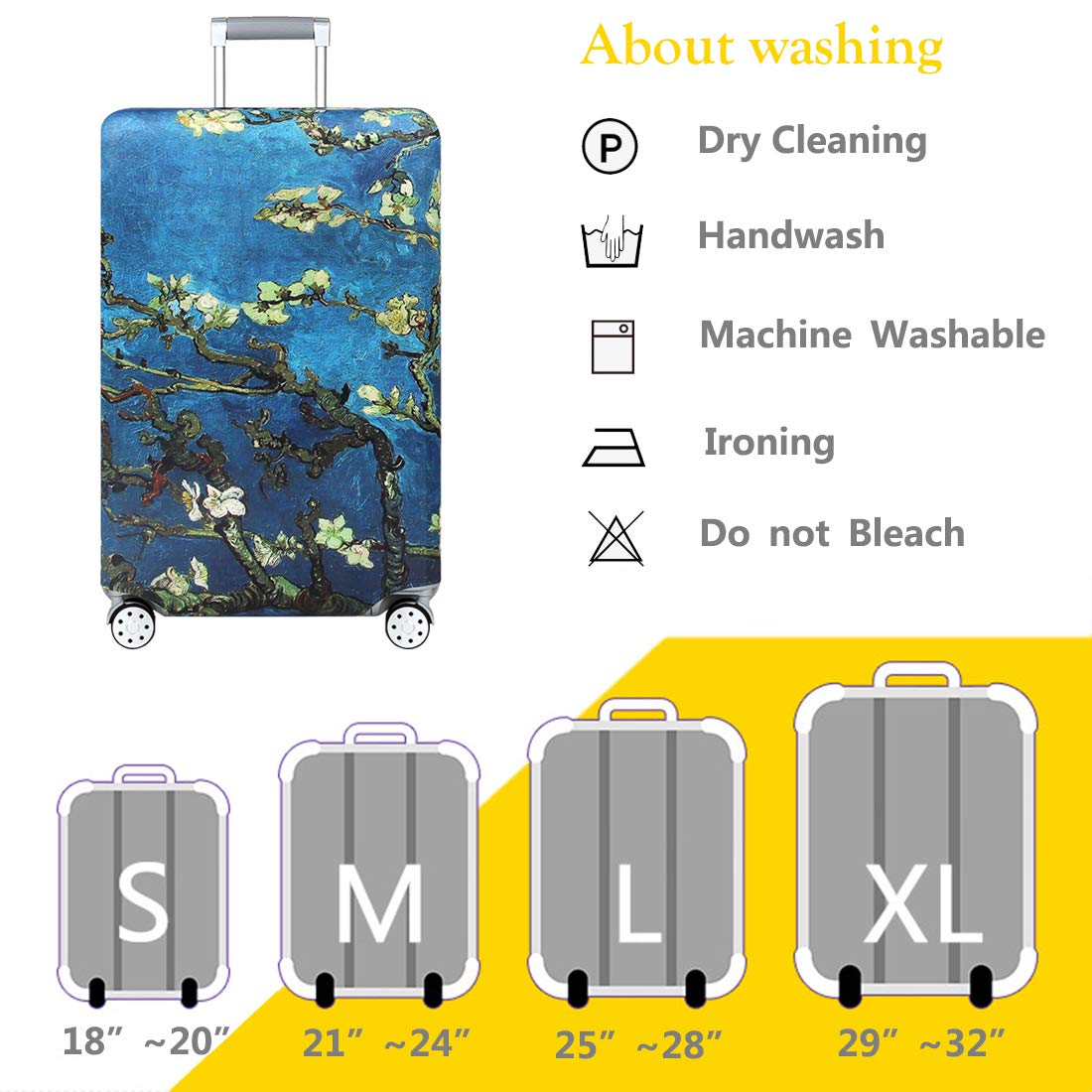Thickened Washable Spandex Luggage Cover for Travel - 18/24/28/32 Inch Suitcase Protector (Fits 22