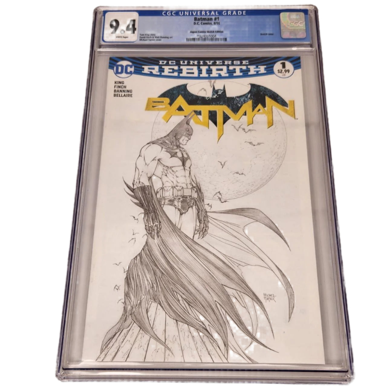 Batman #1 Rebirth Michael Turner Sketch Variant CGC 9.4 Graded Comic Book - Rare Collectible for DC Fans, Perfect for Display & Investment