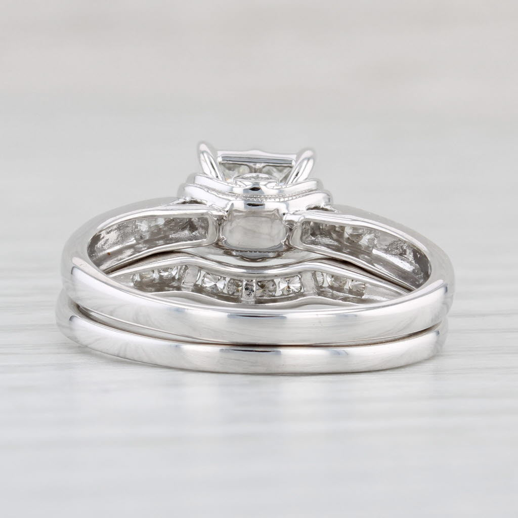 0.69ctw Princess Cut Diamond Engagement Ring & Wedding Band Set in 14k White Gold - Size 9.25 | Perfect for Proposals, Anniversaries & Bridal Jewelry