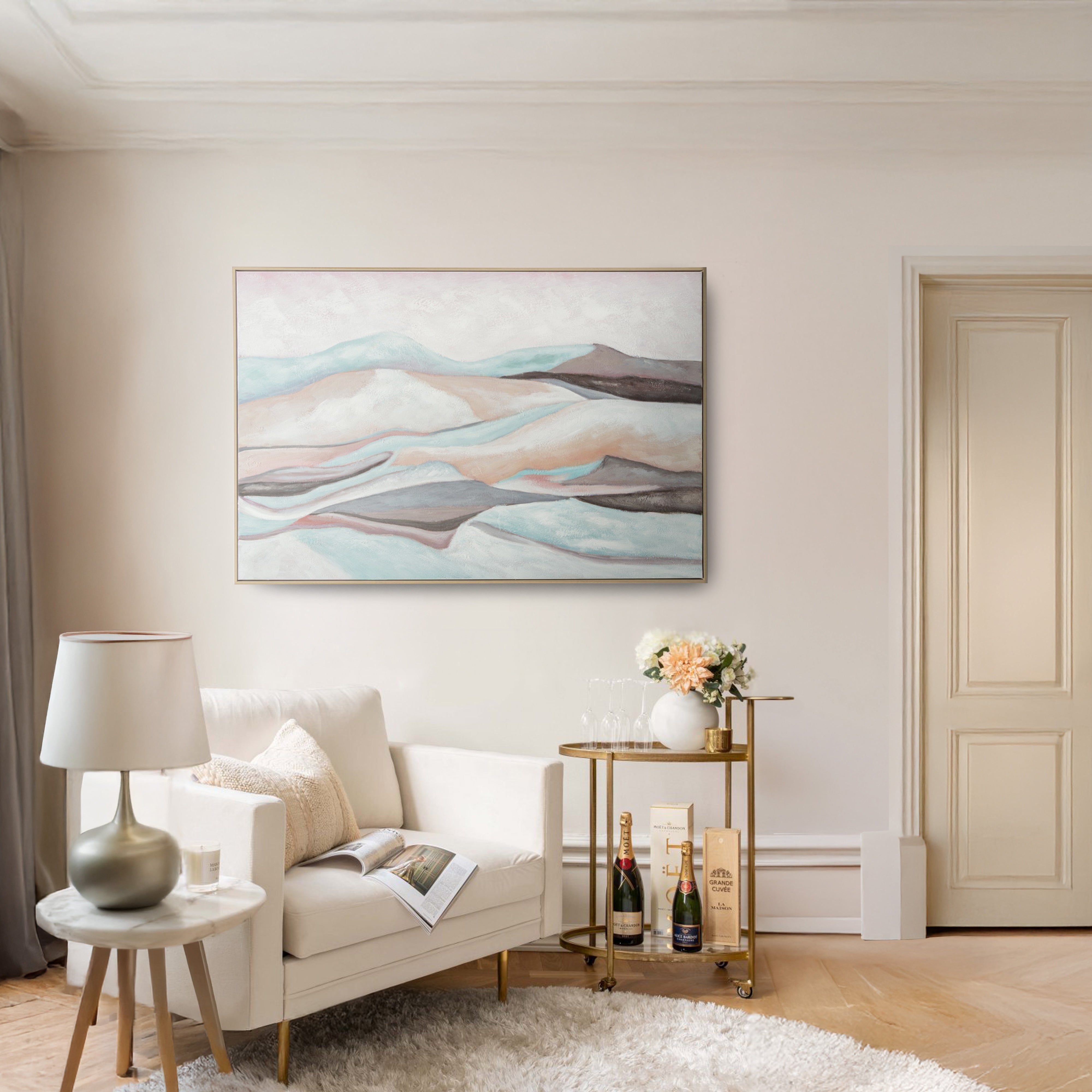 Urban Style Brushmarks Oil Painting Textured Mountain Landscape Wall Art - Perfect for Living Room, Bedroom & Office Decor