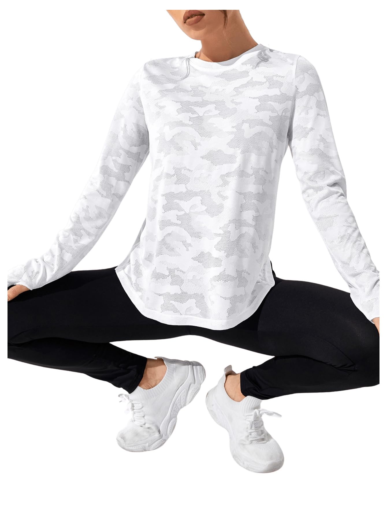 SweatyRocks Women's Lightweight Long Sleeve Workout T-Shirt - Criss Cross Back Yoga Top for Running, Gym & Activewear | Moisture-Wicking & Breathable Sports Tee for Women's Fitness & Training