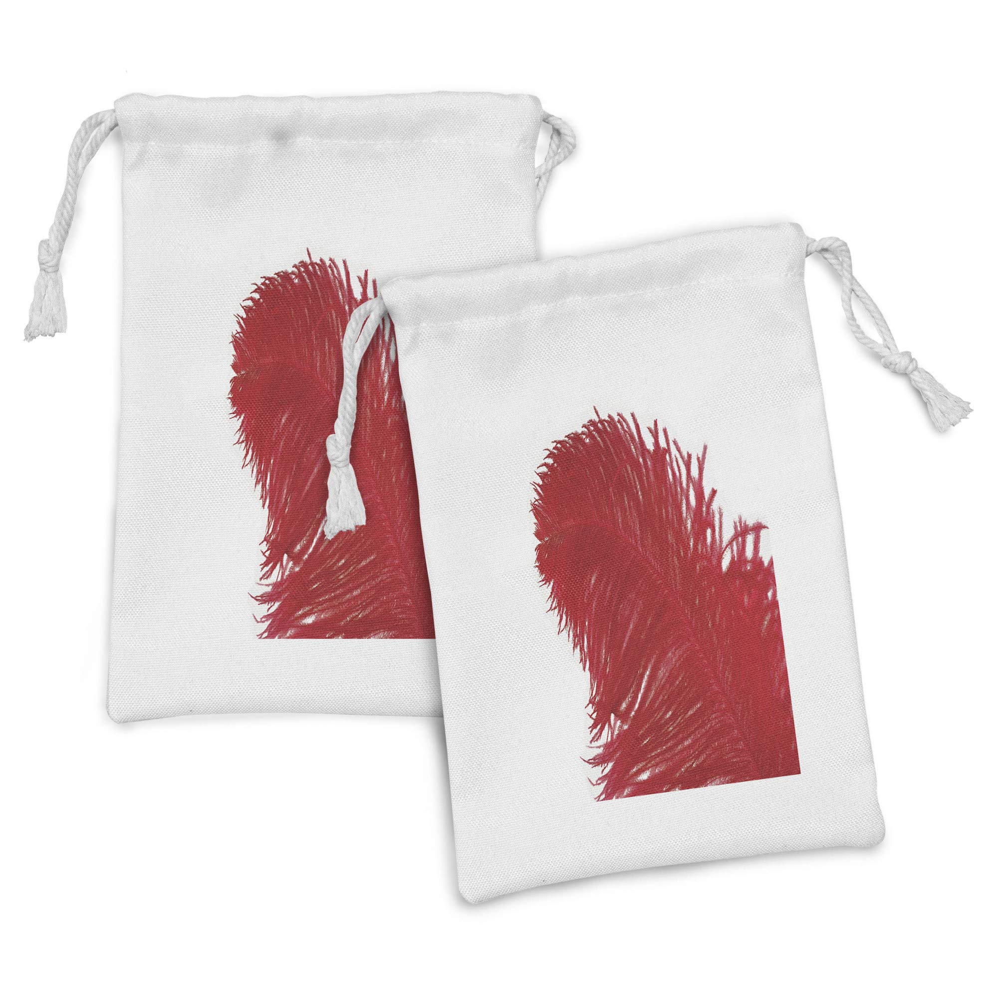 Ambesonne 2-Pack Feather Fabric Drawstring Pouches - Ostrich Fluff Feminine Design, Small 9