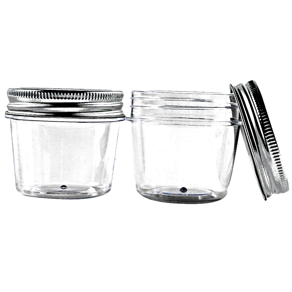 Novelinks 4oz Clear Plastic Jars with Screw-On Lids - 40 Pack BPA-Free Refillable Round Containers for Slime, Spices, Crafts & Kitchen Storage - Perfect for DIY, Organizing & Household Use