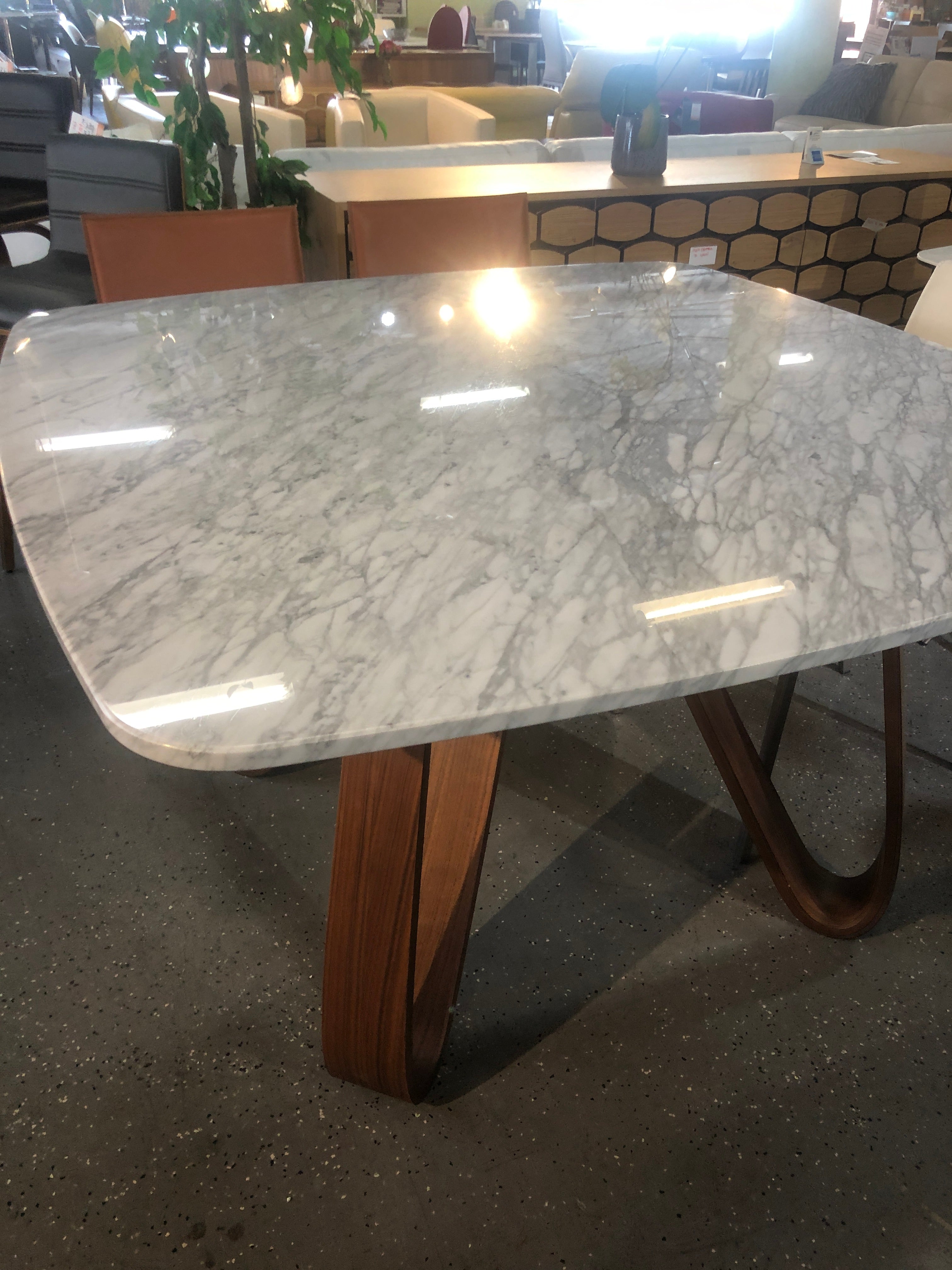 Tonin Casa Italy Butterfly Table with Square Marble Top & Walnut Legs - Elegant Dining Table for Modern Living Room & Kitchen Decor