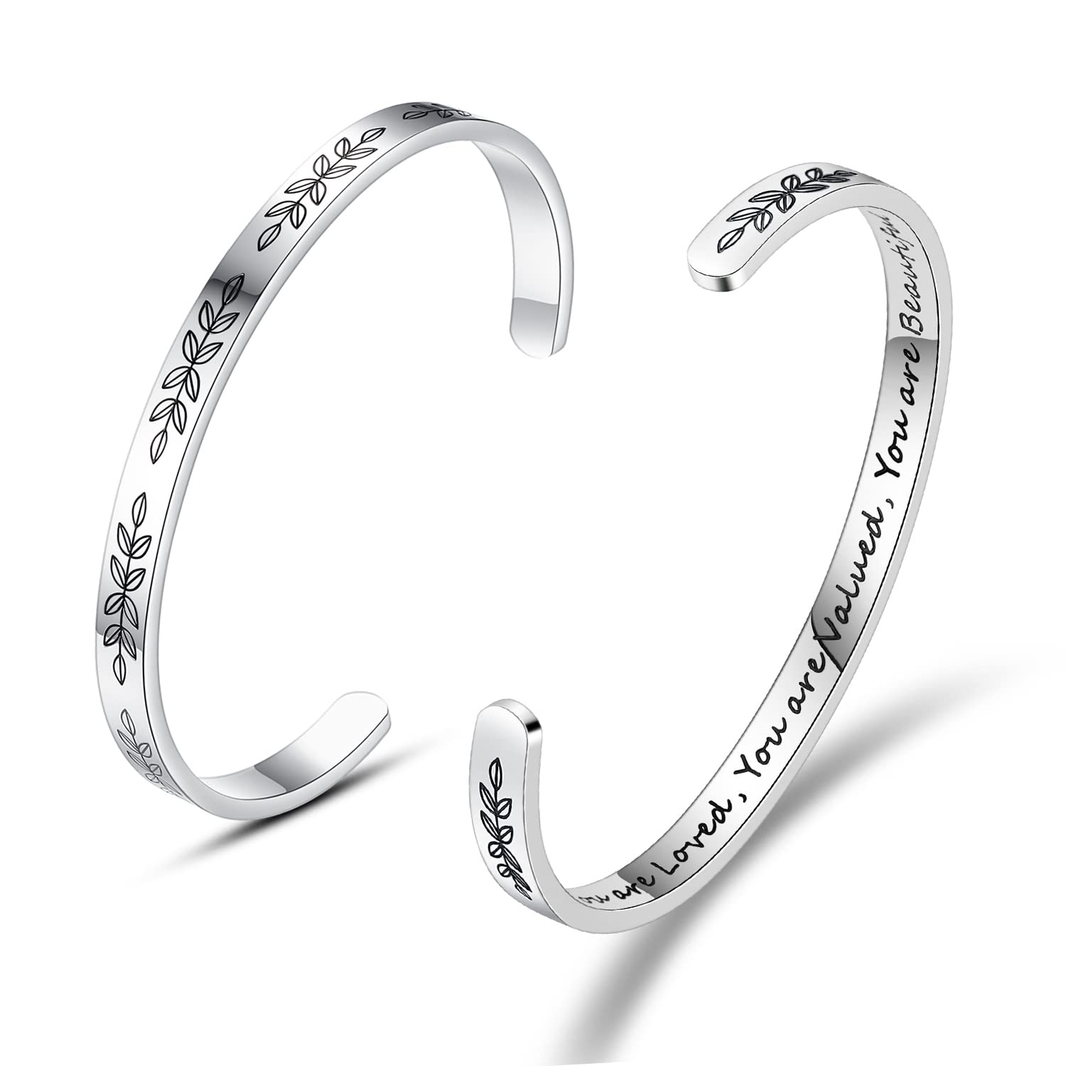 Personalized Cuff Bracelets for Women & Teen Girls - Best Friend, Sister, Mom, Daughter, Granddaughter, Cousin - Custom Birthday, Mother's Day, Christmas & Easter Jewelry Gifts - Perfect for Everyday Wear, Special Occasions & Matching Friendship Jewelry