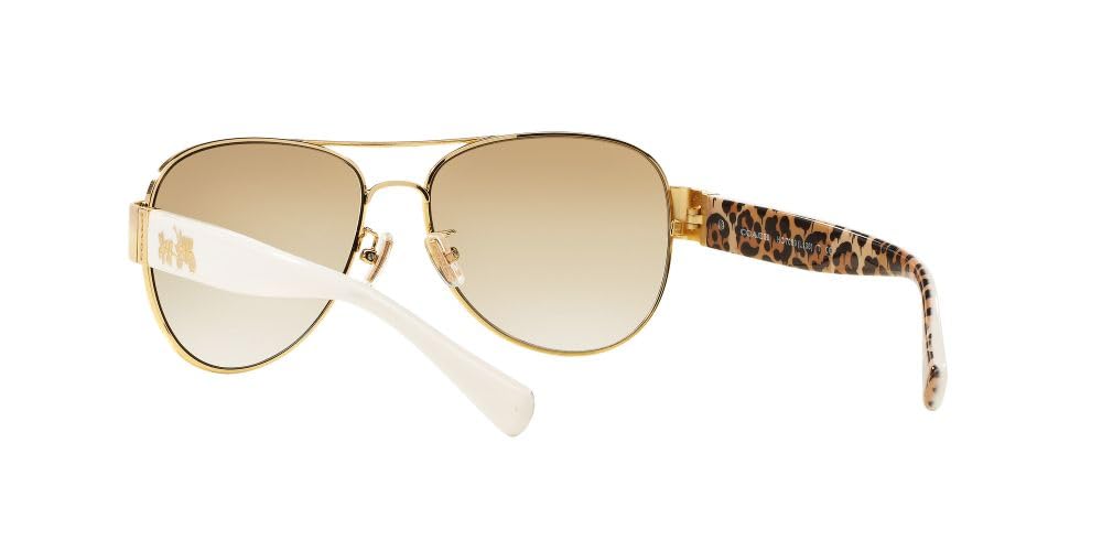 Coach HC7059 Sunglasses - Gold/Gold Mirrored Gradient Lenses - 58mm UV Protection - Fashionable Aviator Style for Women & Men - Perfect for Driving, Beach & Outdoor Activities