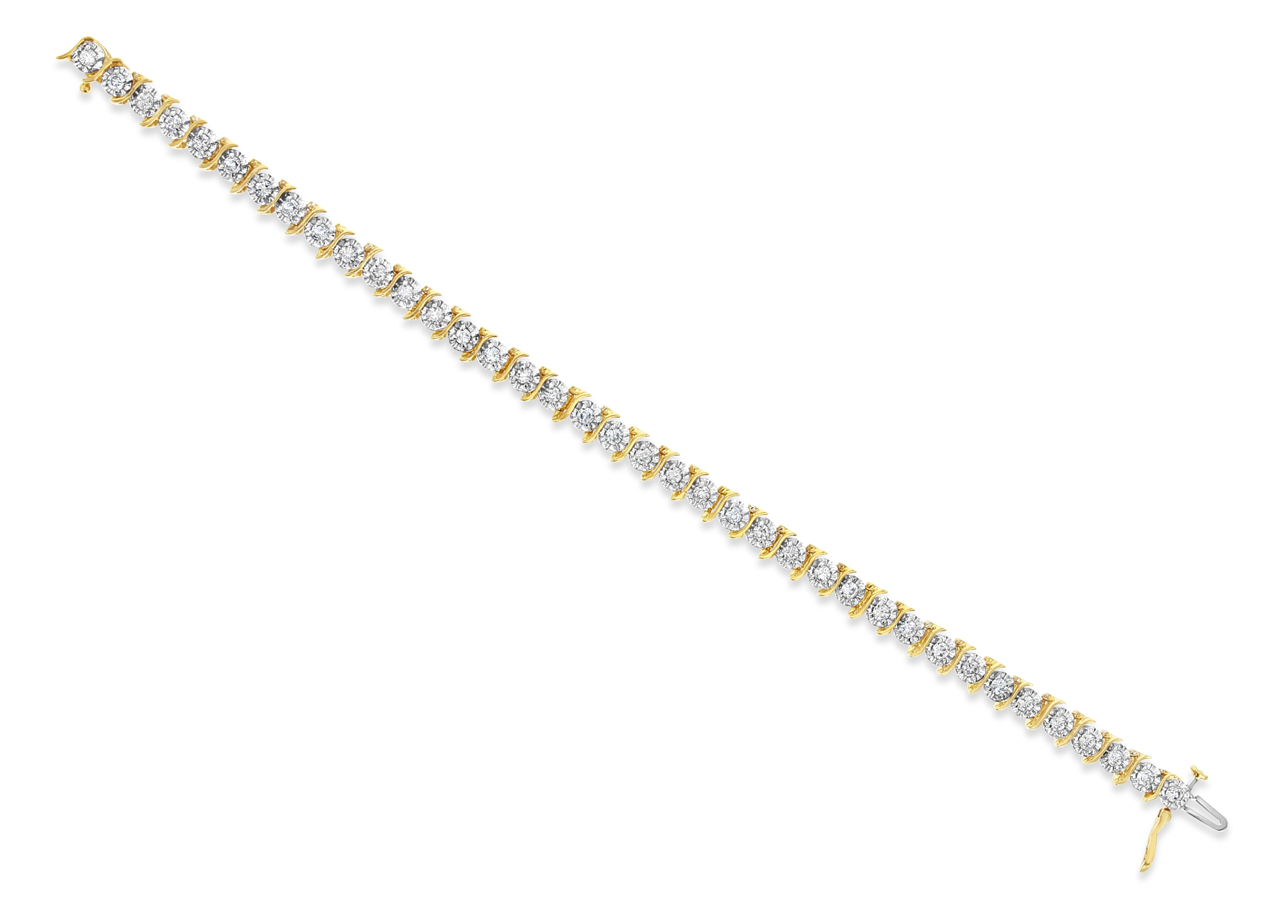 2 Carat S-Shaped Diamond Bracelet in 14K Yellow Gold - Elegant Jewelry for Women, Perfect for Weddings, Anniversaries & Special Occasions