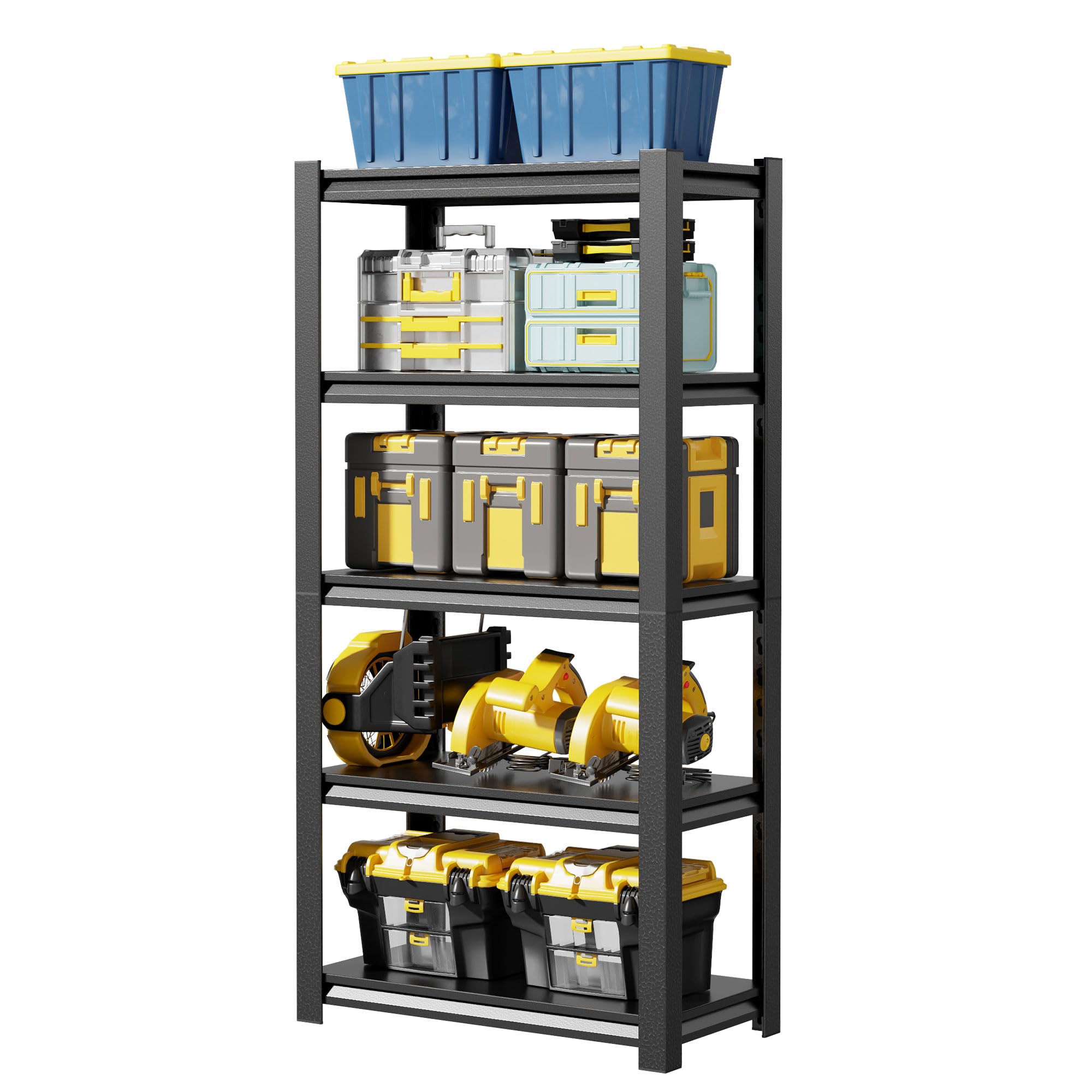 5-Tier Heavy Duty Storage Shelves - 2500 lb Capacity Boltless Metal Shelving Unit for Garage, Basement & Shed (16