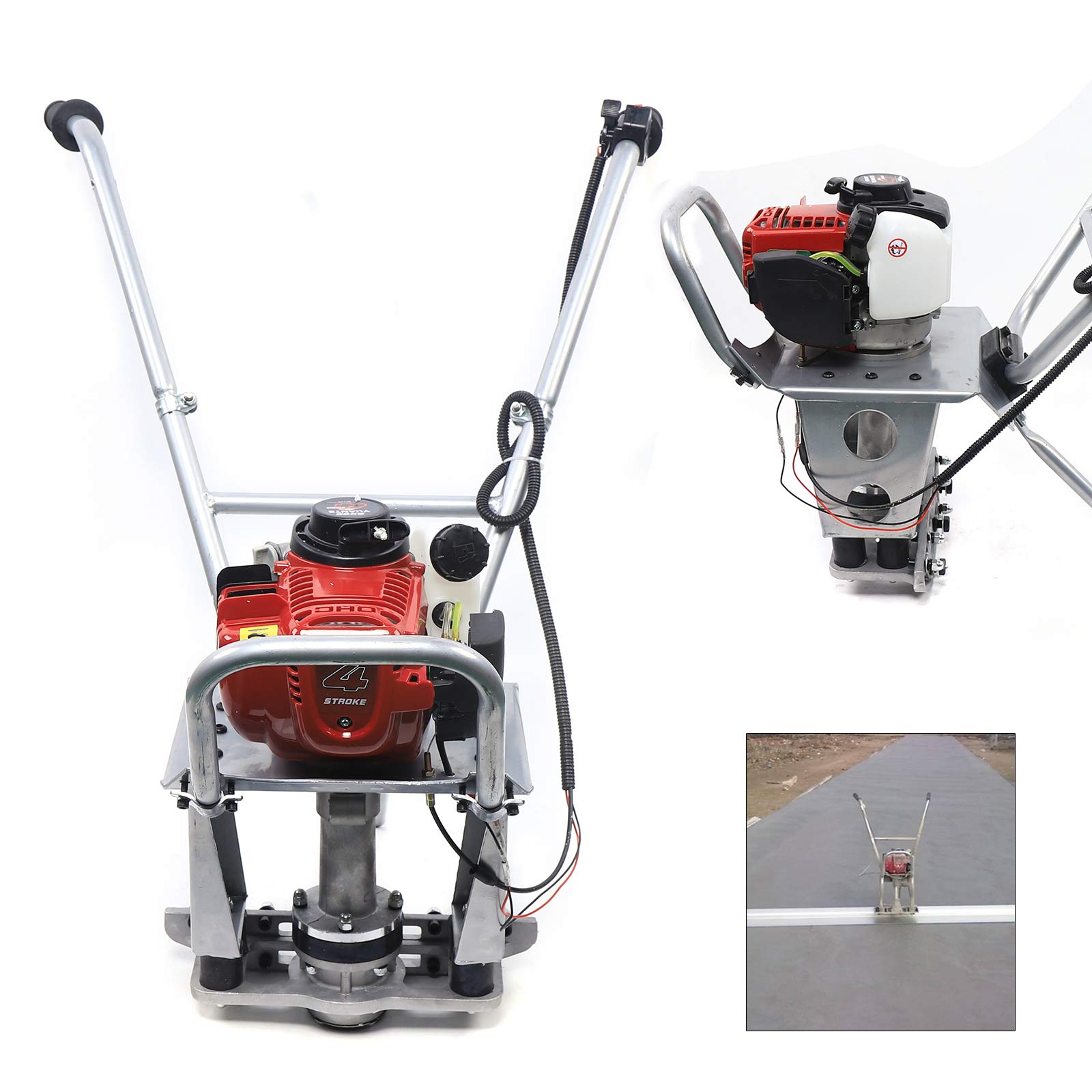 35.8CC 4-Stroke Gas Concrete Vibrating Screed Machine - 900W Power Aluminum Construction Vibrator for Driveways, Patios & Slab Leveling - Professional Grade Concrete Finishing Tool