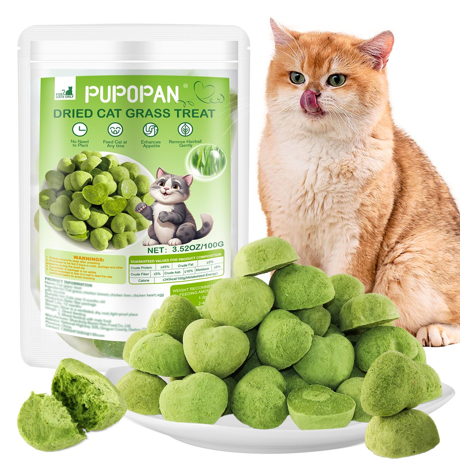 Organic Cat Grass Teething Sticks for Kittens & Adult Cats - 3.52Oz Freeze-Dried Edible Cat Treats for Hairball Control & Dental Health - Perfect for Indoor Cats, Teething Kittens & Digestive Support