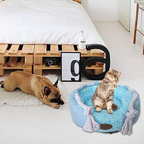 Atezch Calming Donut Pet Bed for Dogs & Cats - Soft, Washable, Detachable Round Cuddler Bed for Medium Pets - Perfect for Anxiety Relief & Cozy Napping at Home
