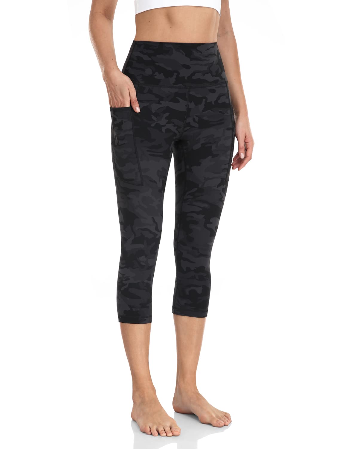 HeyNuts High Waisted Yoga Pants for Women - Workout Compression Capri Leggings with Side Pockets (21