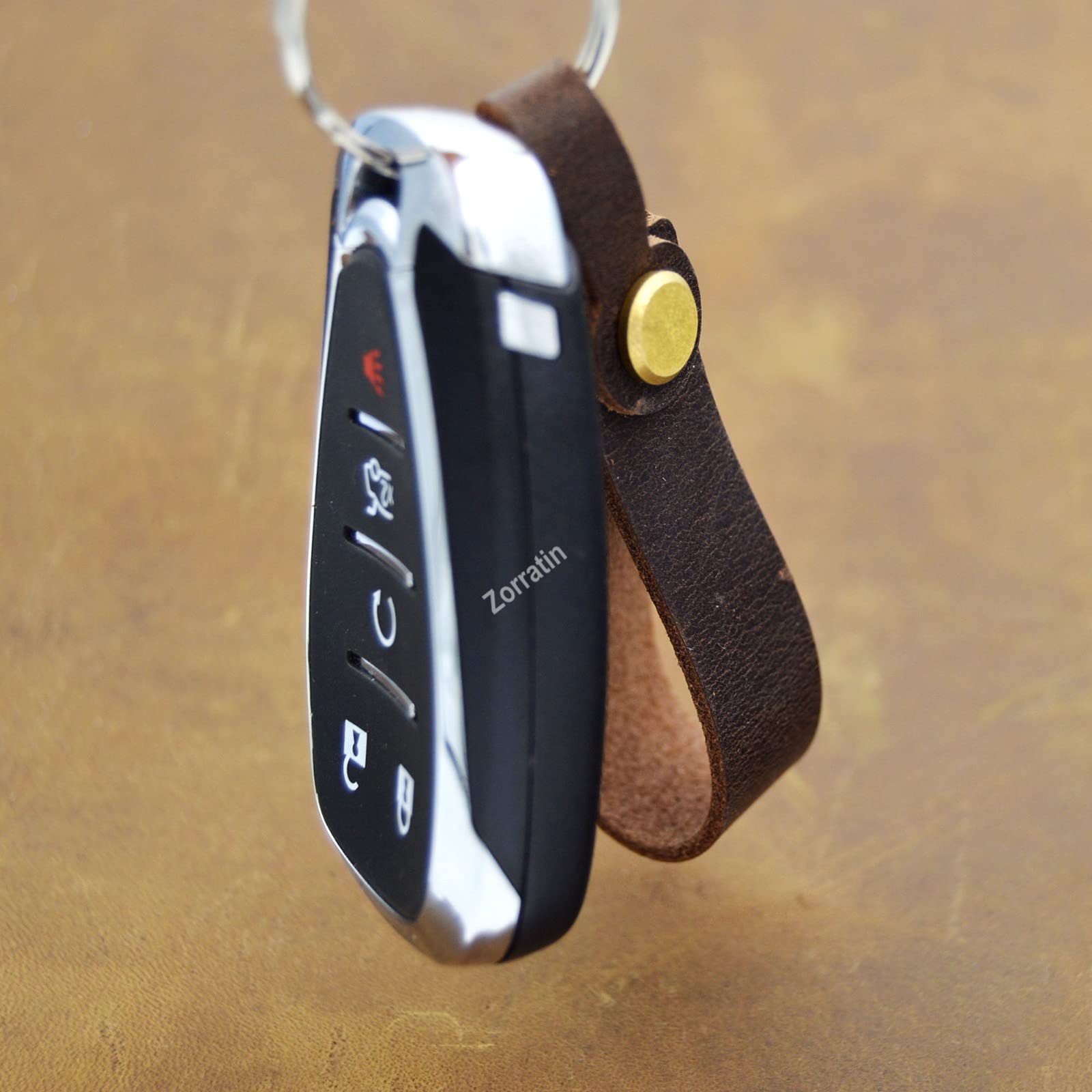 Vintage Crazy House Leather Keychain - Handmade Genuine Leather Key Ring for Men & Women - Perfect for Gifts, Travel, and Everyday Use
