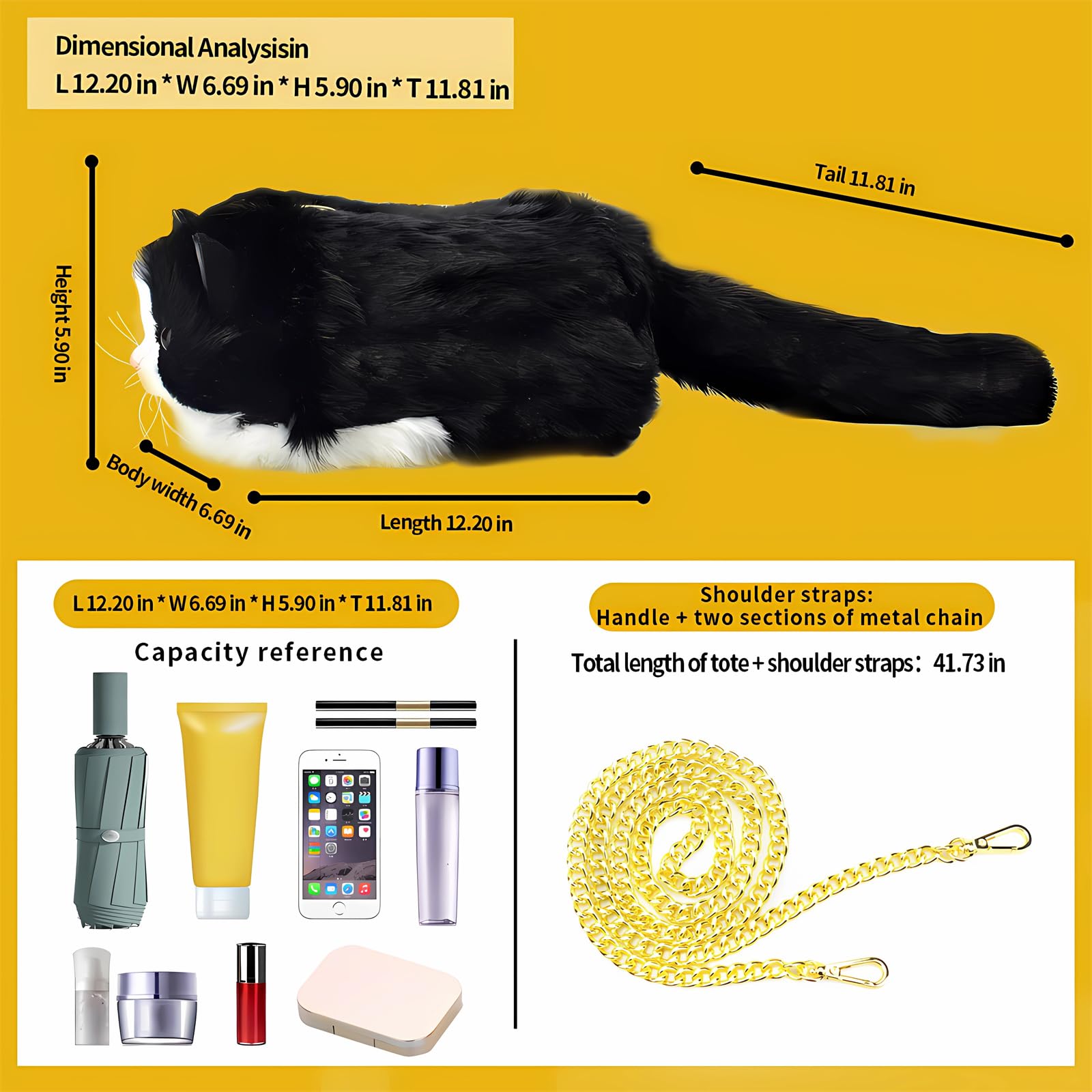 Realistic Puffy Plush Cat Shaped Crossbody Handbag for Women - Cute Animal Print Shoulder Purse for Casual Outings, Shopping & Travel Accessories