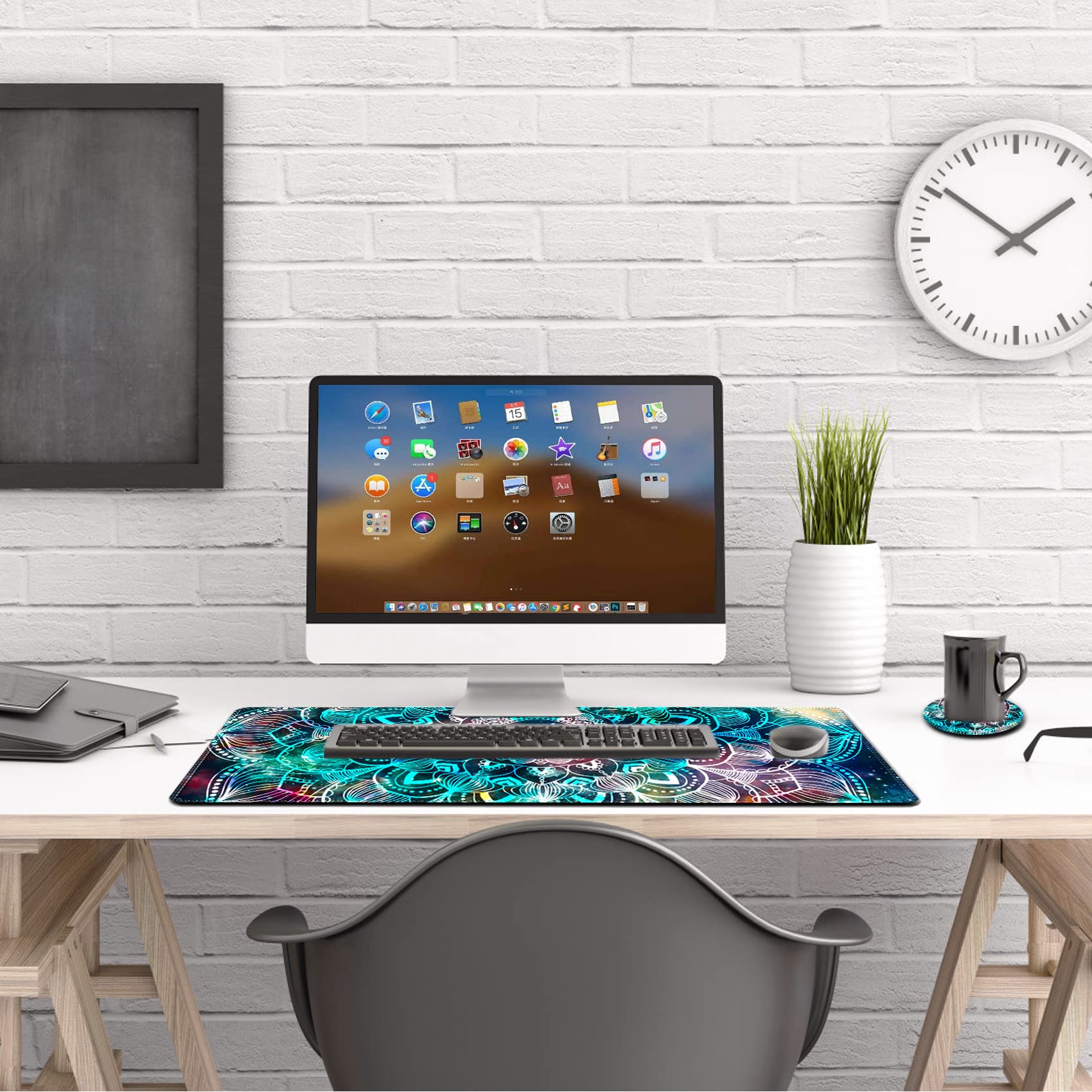 XXL Gaming Mouse Pad 35x15.7 Inch - Large Extended Keyboard Mouse Mat with Stitched Edges & Non-Slip Base - Durable Desk Pad for PC, Laptop, Office & Home Gaming Setup - Mandala Design for Gamers & Professionals