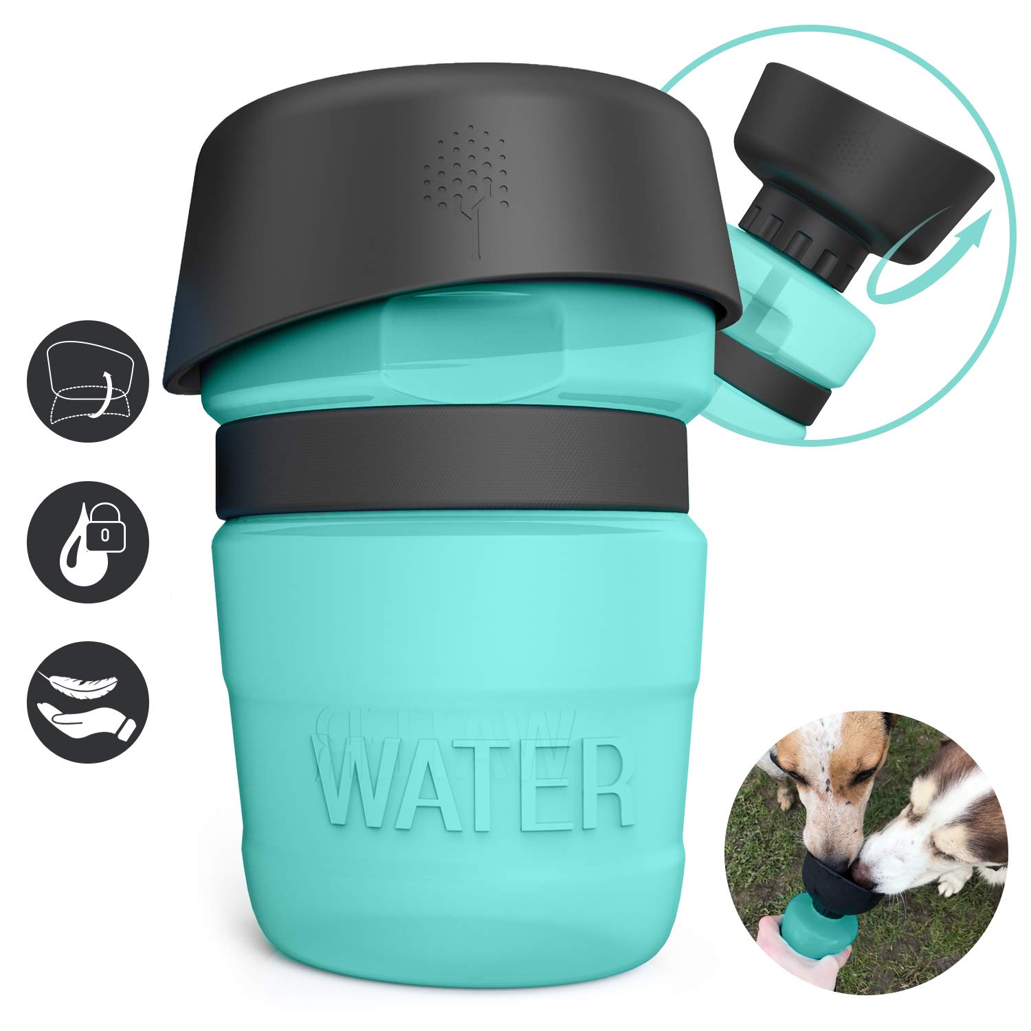 Upgraded 2-in-1 Portable Dog Water Bottle & Bowl - Lightweight Pet Travel Water Dispenser for Hiking, Walking & Outdoor Adventures | PETNF