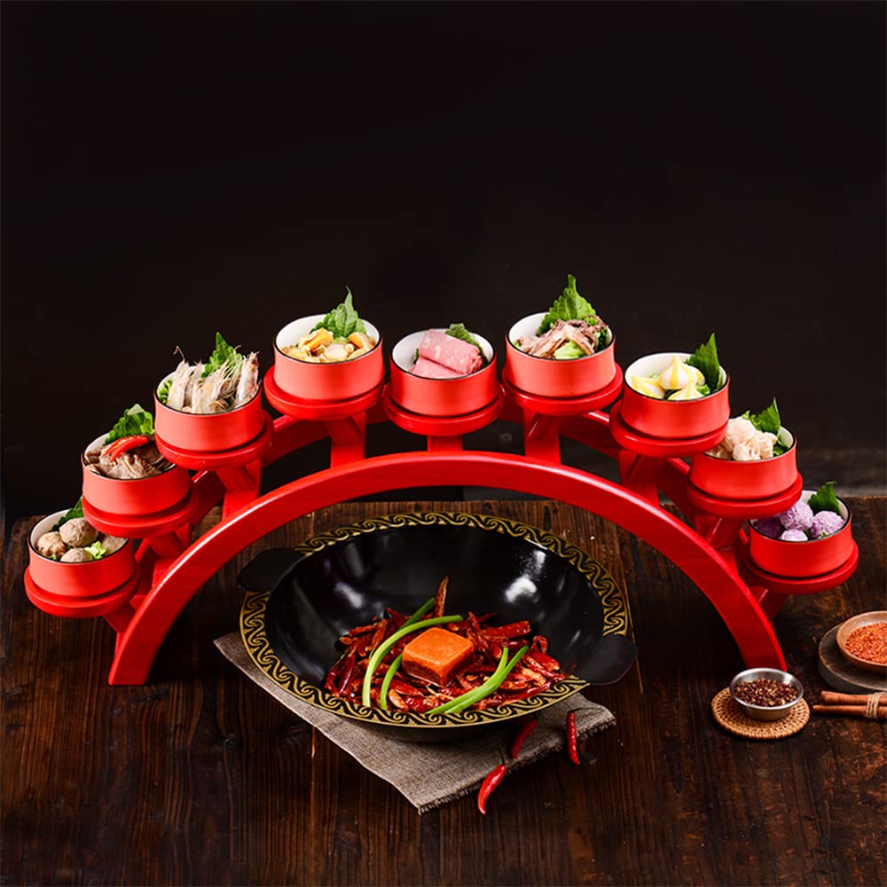 Japanese Style Stepped Sushi Plate - Small Wooden Sushi Serving Tray with Arch Bridge Design for Appetizers, Snacks & Party Food Displays | Perfect for Sushi Bars, Home Entertaining & Japanese Themed Events