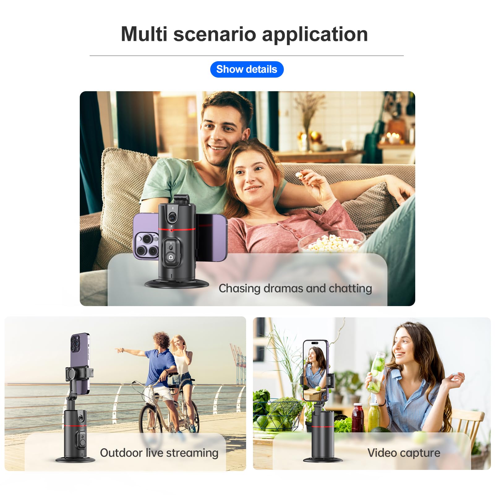 Smart Selfie Gimbal with Auto Face Tracking - 360° Rotating Phone Tripod Stand for Stable Videos & Photos | Perfect for Vlogging, Live Streaming, TikTok & YouTube Content Creation