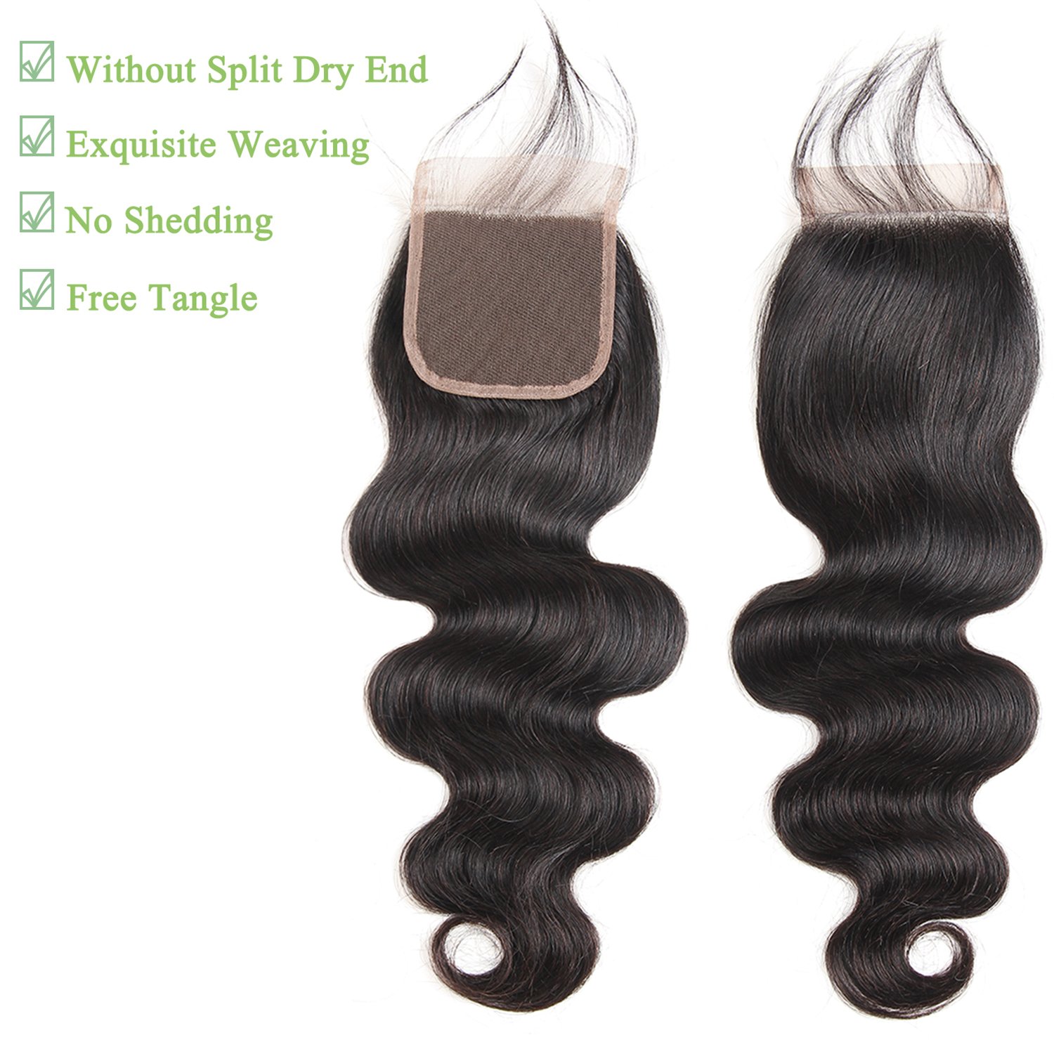 Brazilian Human Hair Body Wave Bundles with Lace Closure (14 16 18 20 Inch) - Unprocessed 100% Virgin Hair Extensions for Black Women - Perfect for Daily Styling, Weaves & Protective Hairstyles