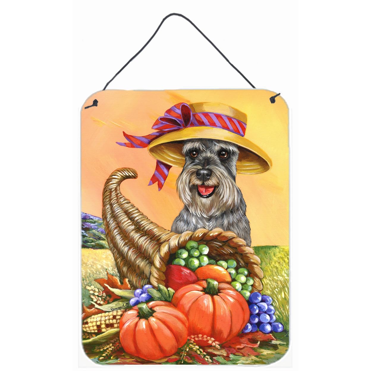 Caroline's Treasures PPP3158DS1216 Schnauzer Autumn Wall Art - 12x16 Inch Aluminum Metal Sign for Kitchen, Bar, Bathroom, Front Door - Rustic Home Decor & Seasonal Gift Idea - Perfect for Fall, Thanksgiving & Dog Lovers