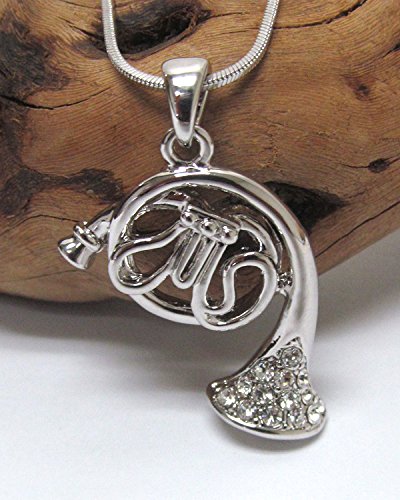 Stylish Music Theme Horn Pendant Necklace for Women - Silver Tone Fashion Jewelry | Perfect for Concerts, Parties & Everyday Wear
