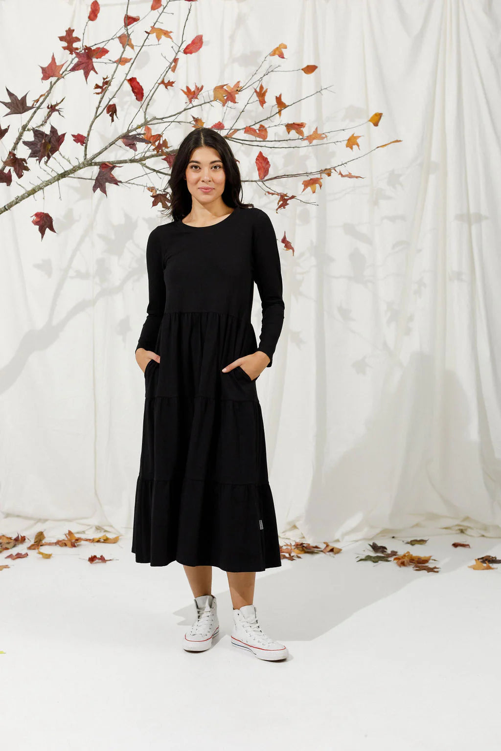 Elegant Long Sleeve Kendall Dress in Black - Perfect for Office Wear, Parties & Special Occasions