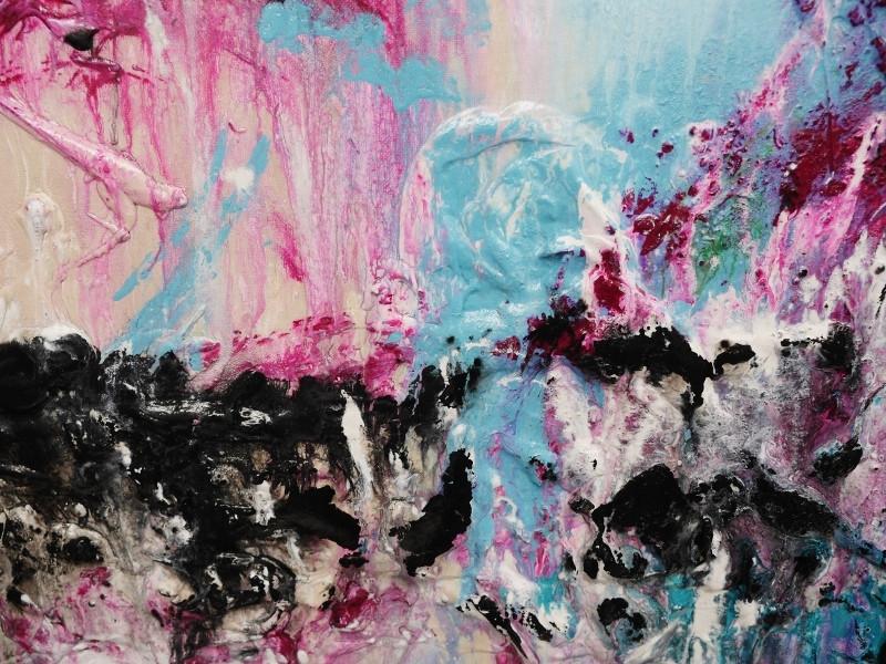 120cm x 120cm Pink Abstract Canvas Wall Art - Modern Home Decor for Living Room, Bedroom & Office | Large Square Painting for Contemporary Interior Design